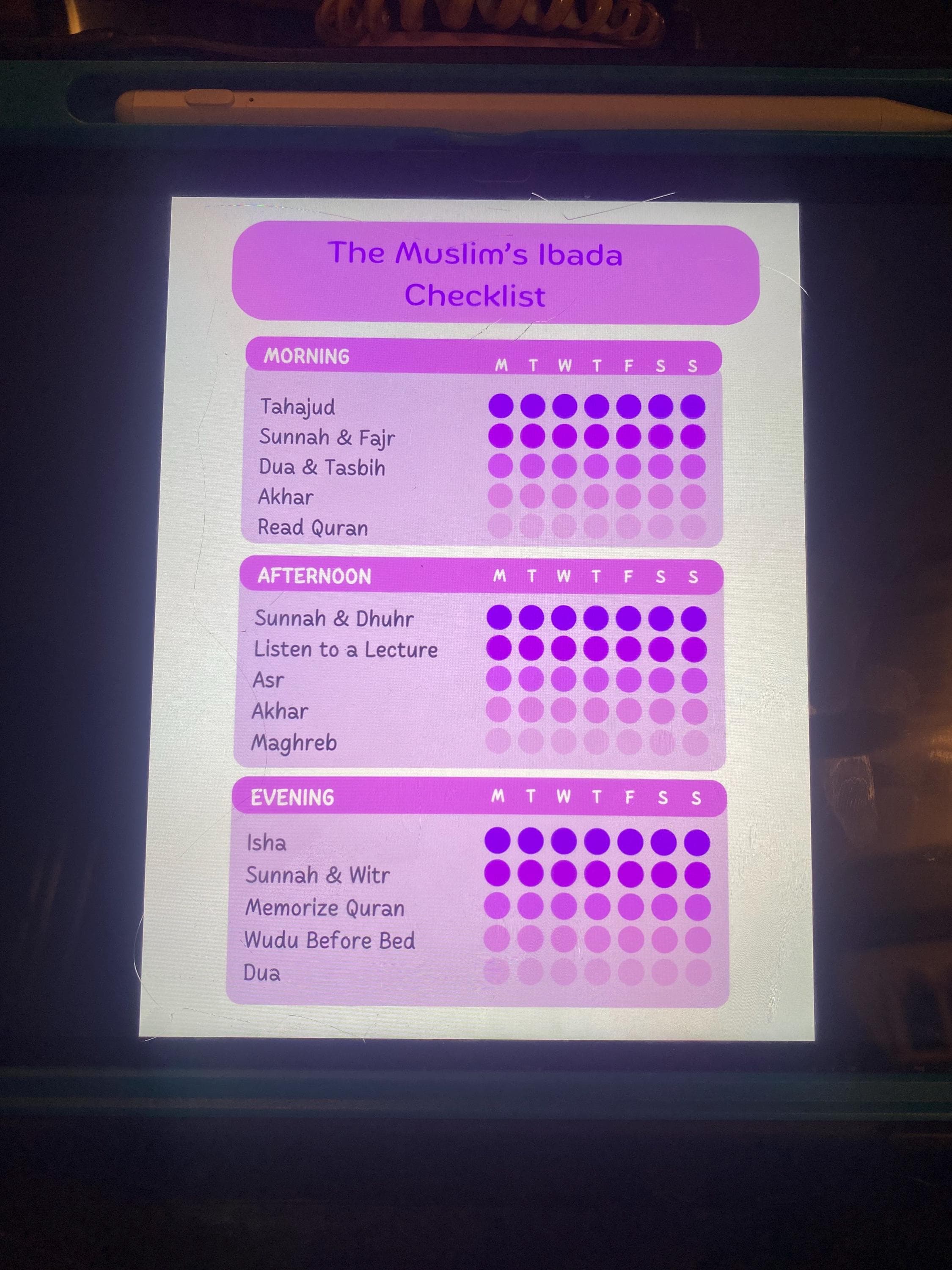 Muslim Girl Ibadah Tracker Daily Quran Reading Chart Islamic Worship Checklist for Kids Muslim Girl Ibada Checklist Islamic Daily Planner
