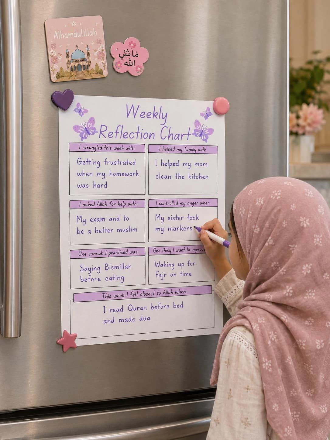Muslim Reflection Chart for Girls Islamic Reflection Chart for Girls Reflection Chart for Muslim Girls