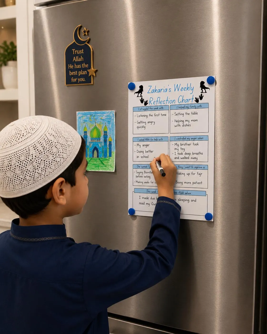 Personalized Muslim Reflection Chart for Boys Personalized Islamic Reflection Chart for Boys Custom Reflection Chart for Muslim Boy
