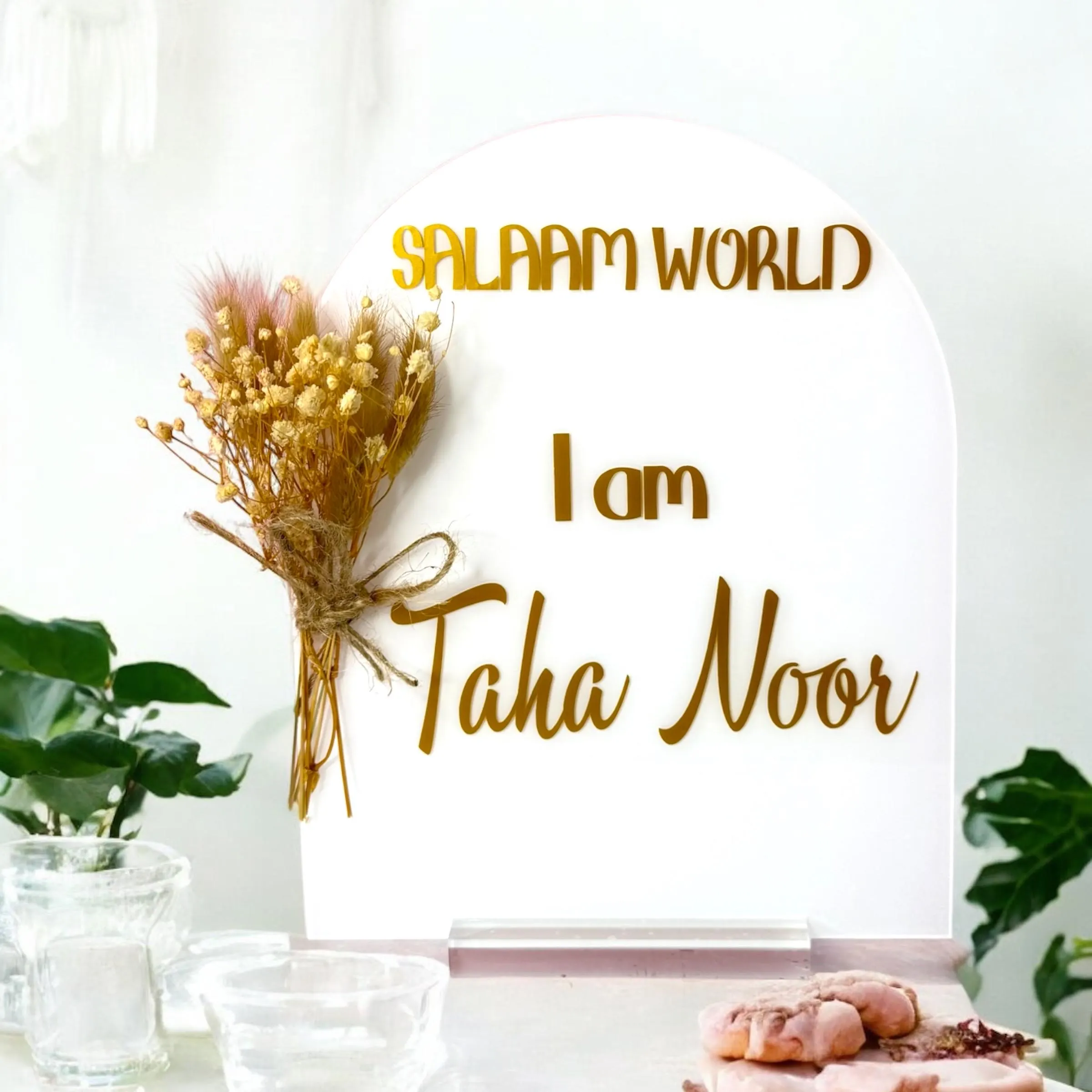 Personalized Salaam World Baby Name Sign: Acrylic Nursery Decor