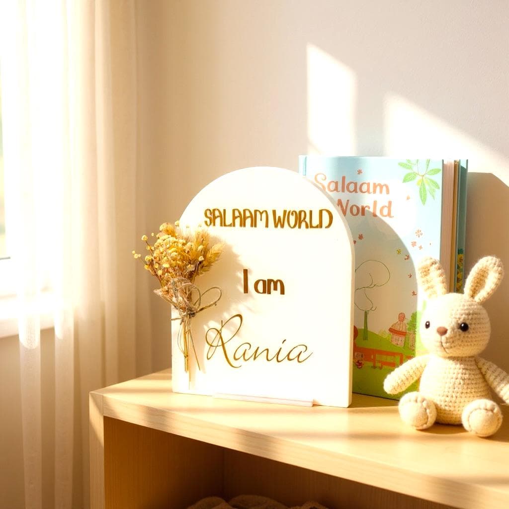 Personalized Salaam World Baby Name Sign: Acrylic Nursery Decor - image 5