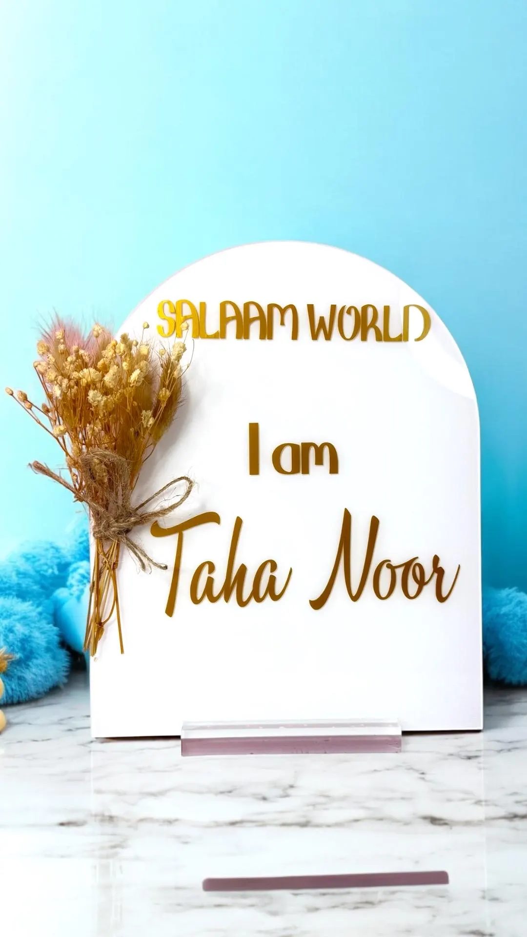 Personalized Salaam World Baby Name Sign: Acrylic Nursery Decor - image 3