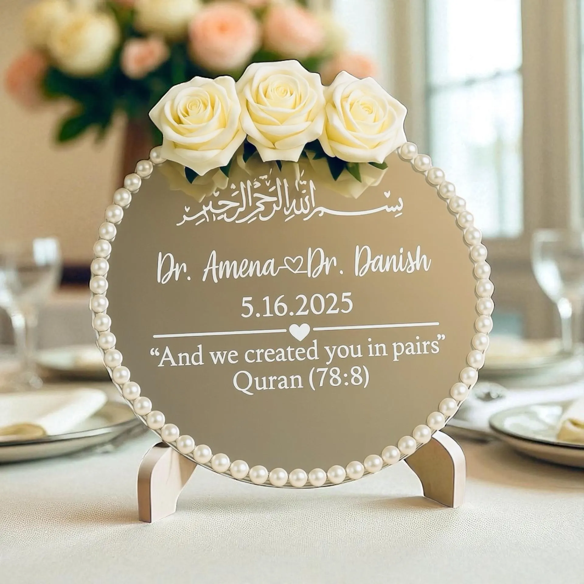 Custom Mirror Ring Tray: Personalized Nikkah/Engagement Gift