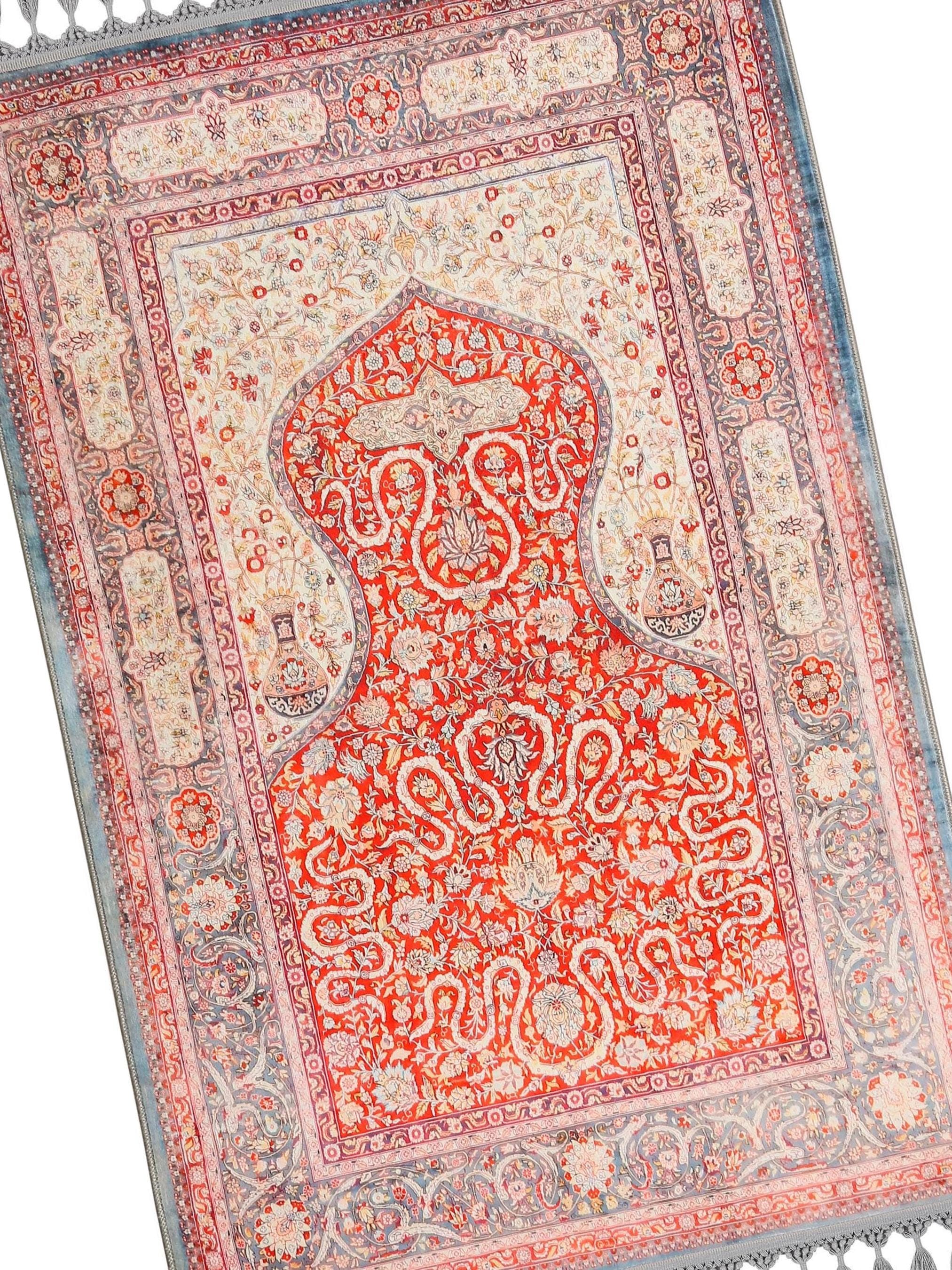 Prayer Mat & Red Turkish Prayer Rug: Soft Silky Personalized Muslim Gift Custom Islam - image 5