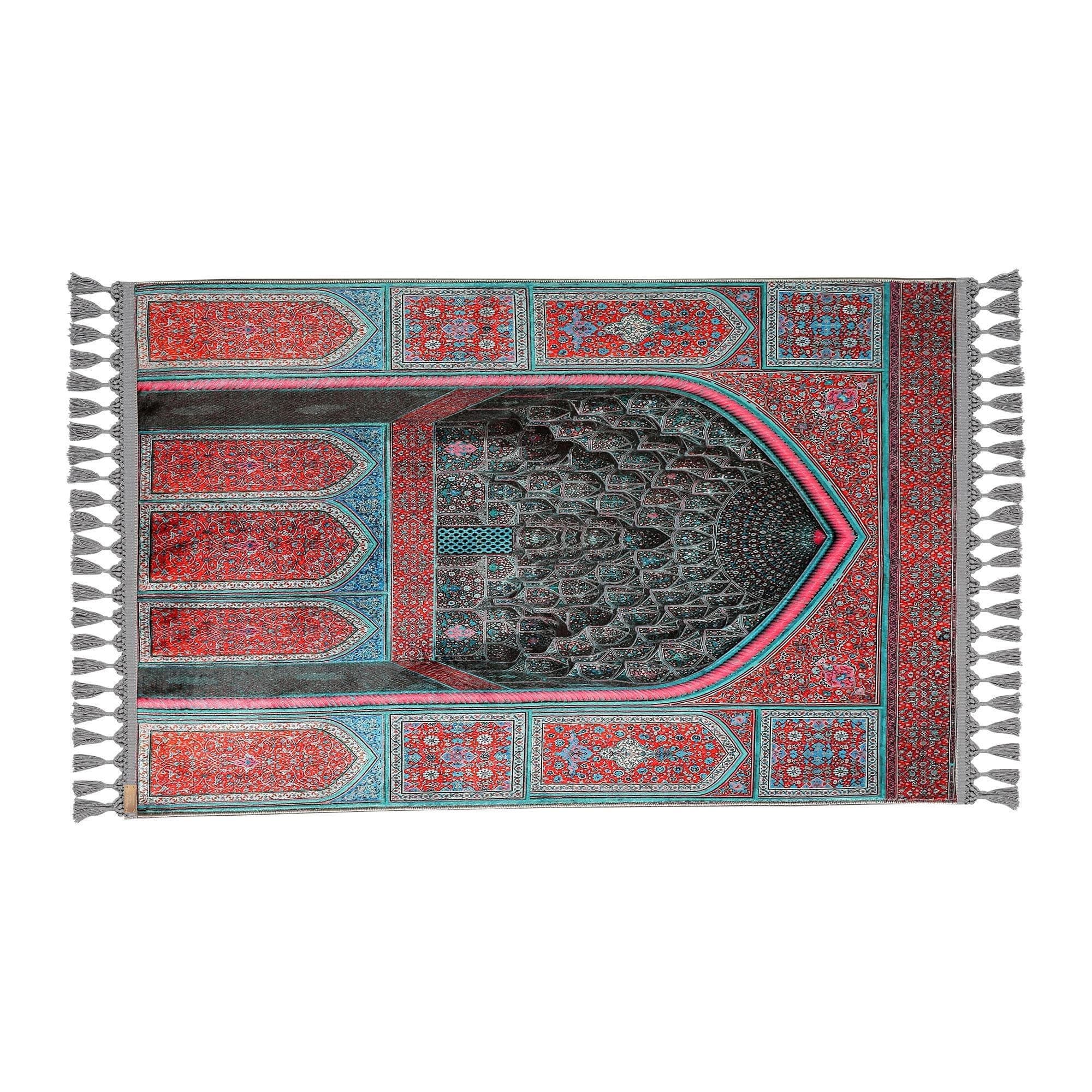 🕌 Red & Green Mihrab Islamic Prayer Rug – Soft Mat for Daily Salah & Muslim Gift

Soft Prayer Rug with Low‑Pile Textured Surface  
📐 80x125 cm (2'7"x4'1") – Ideal for Daily Salah  
🎨 Color Palette: Deep Red with Green Mihrab & Cream Accents – Bold, Elegant & Spiritually Symbolic  
🧵 Thickness: 7 mm  
⚖️ Weight: 1.738 kg/m²  
🪑 Non‑slip Cotton Base – Secure on All Floor Types