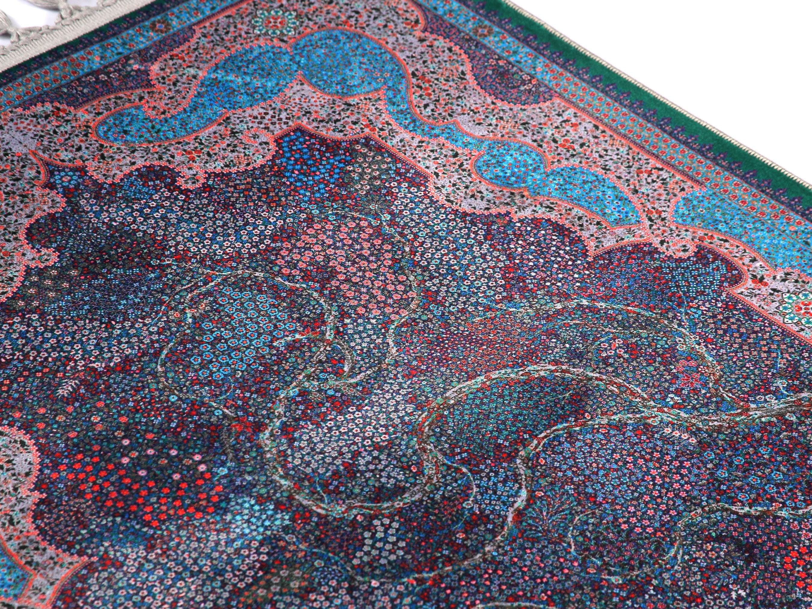 Prayer Mat  Blue Tree of Life Prayer Rug: Soft Silky Luxury Islamic Gift - image 5