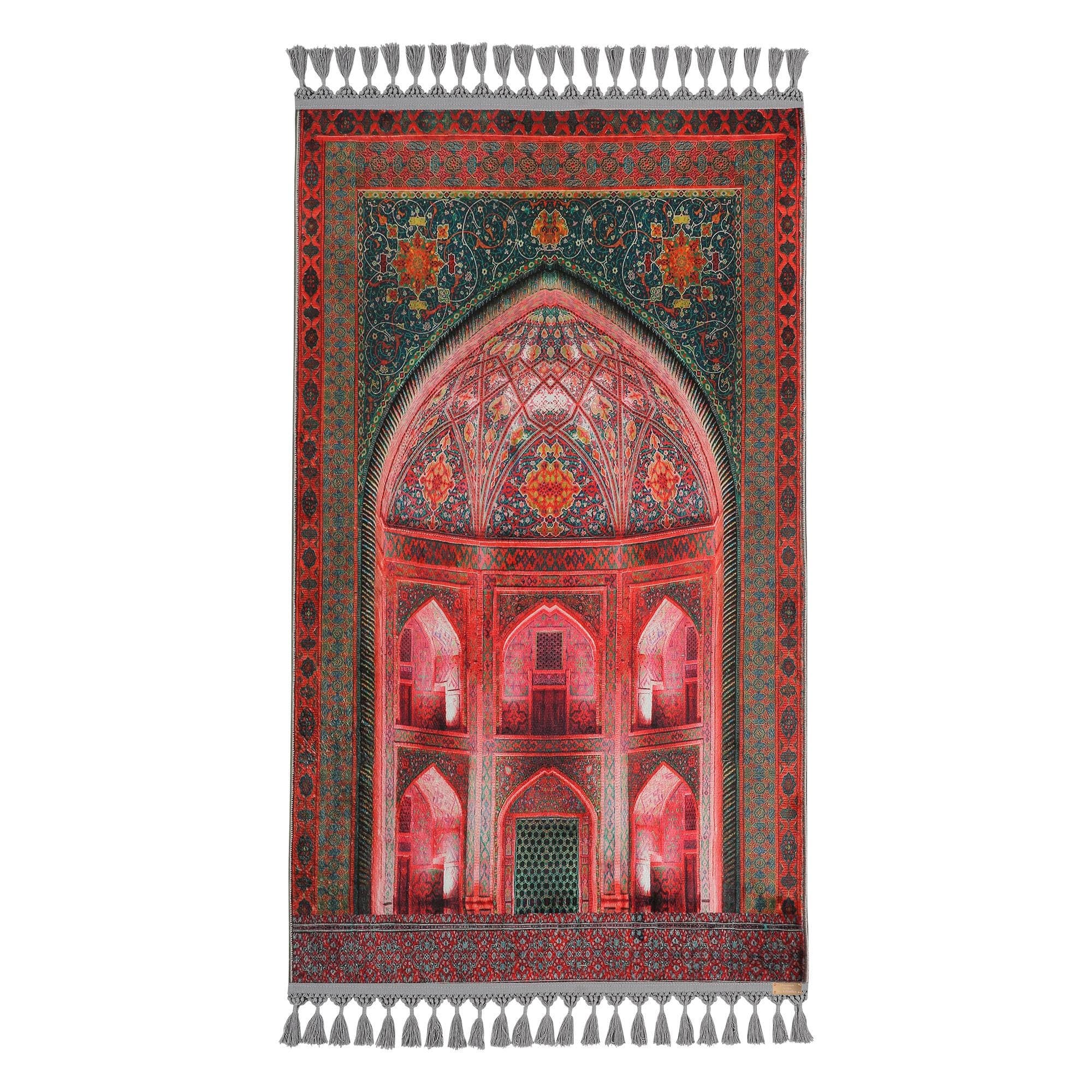 Prayer Mat Red Green Mihrab Muslim Gebetsteppich  Islamic Personalized Prayer Rug