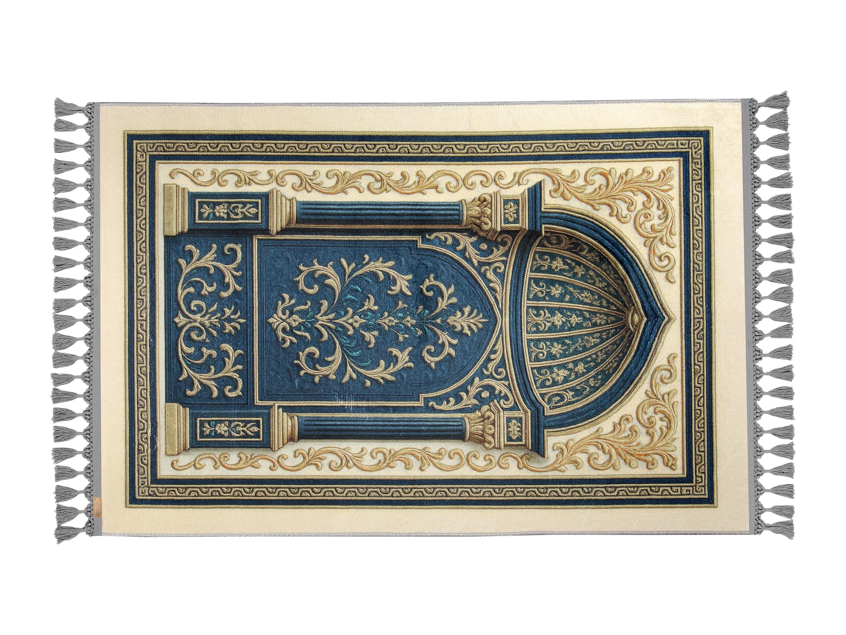 Prayer Mat Blue Mihrab Prayer Rug Soft Silky Islamic Muslim Gift Gebetsteppich Janamaz Rugs - image 3