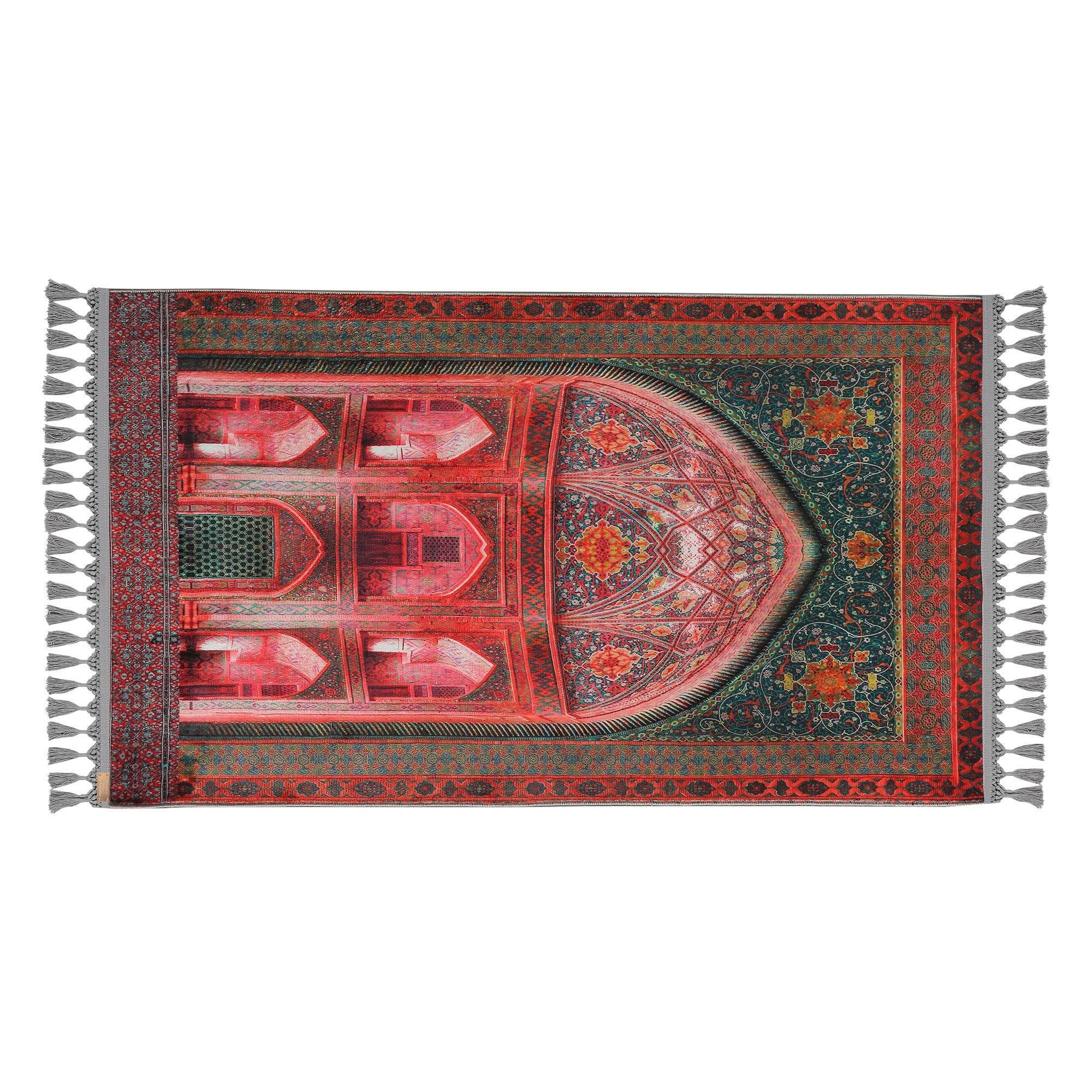🕌 Mihrab Islamic Prayer Rug – Soft Mat for Daily Salah & Muslim Gift

Soft Prayer Rug with Low‑Pile Textured Surface  
📐 80x125 cm (2'7"x4'1") – Ideal for Daily Salah  
🎨 Color Palette: Deep Red Field with Emerald Green Mihrab & Cream Accents – Bold, Peaceful & Elegant  
🧵 Thickness: 7 mm  
⚖️ Weight: 1.738 kg/m²  
🪑 Non‑slip Cotton Base – Secure on All Floor Types  
🧺 Machine Washable at 30°C | Robot Vacuum Compatible