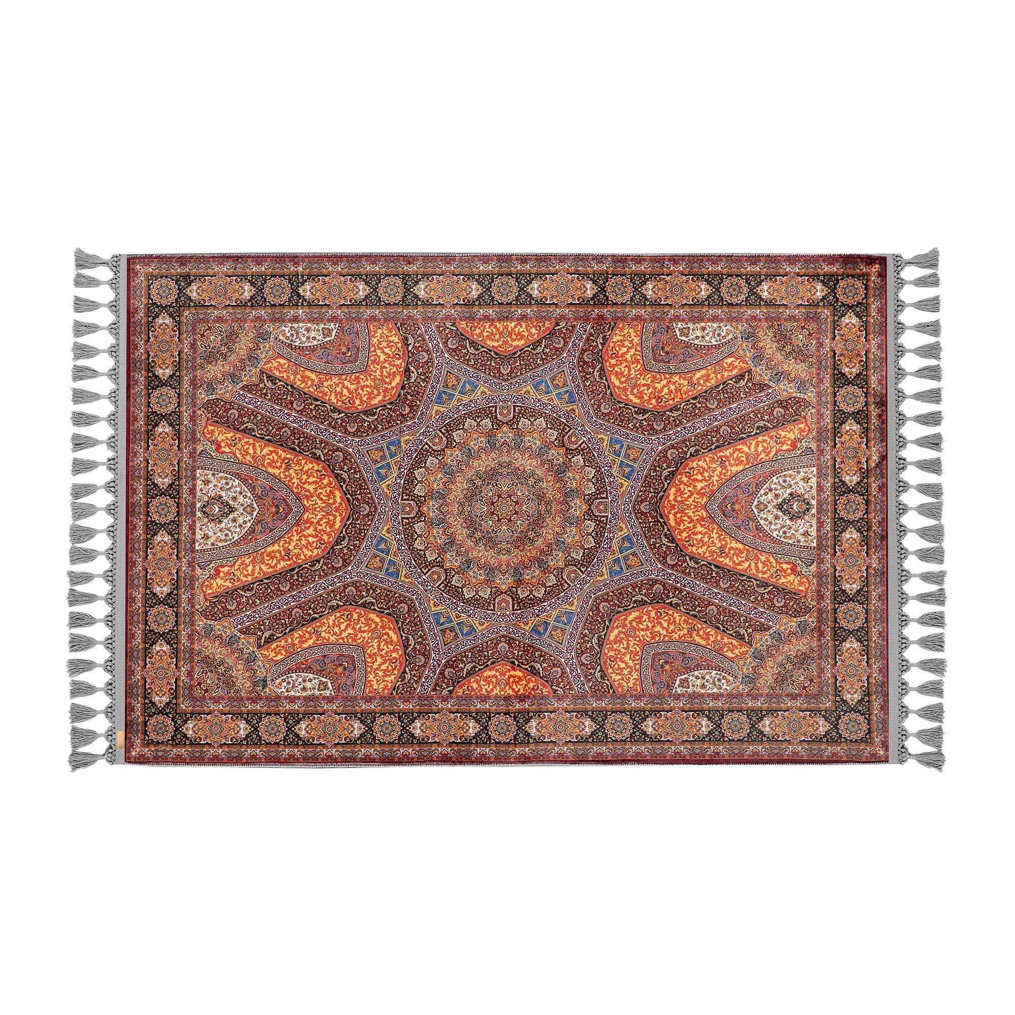 📐 80x125 cm (2'7"x4'1") – Ideal for Daily Salah Prayer Rug  
🧵 Thickness: 7 mm  
⚖️ Weight: 1.738 kg/m²  
🪑 Non-slip Cotton Base – Secure on All Floor Types  
🧺 Machine Washable at 30°C | Robot Vacuum Compatible  
🎨 Fade-Resistant Vivid Orange Tone – Warm, Energetic & Invitin
