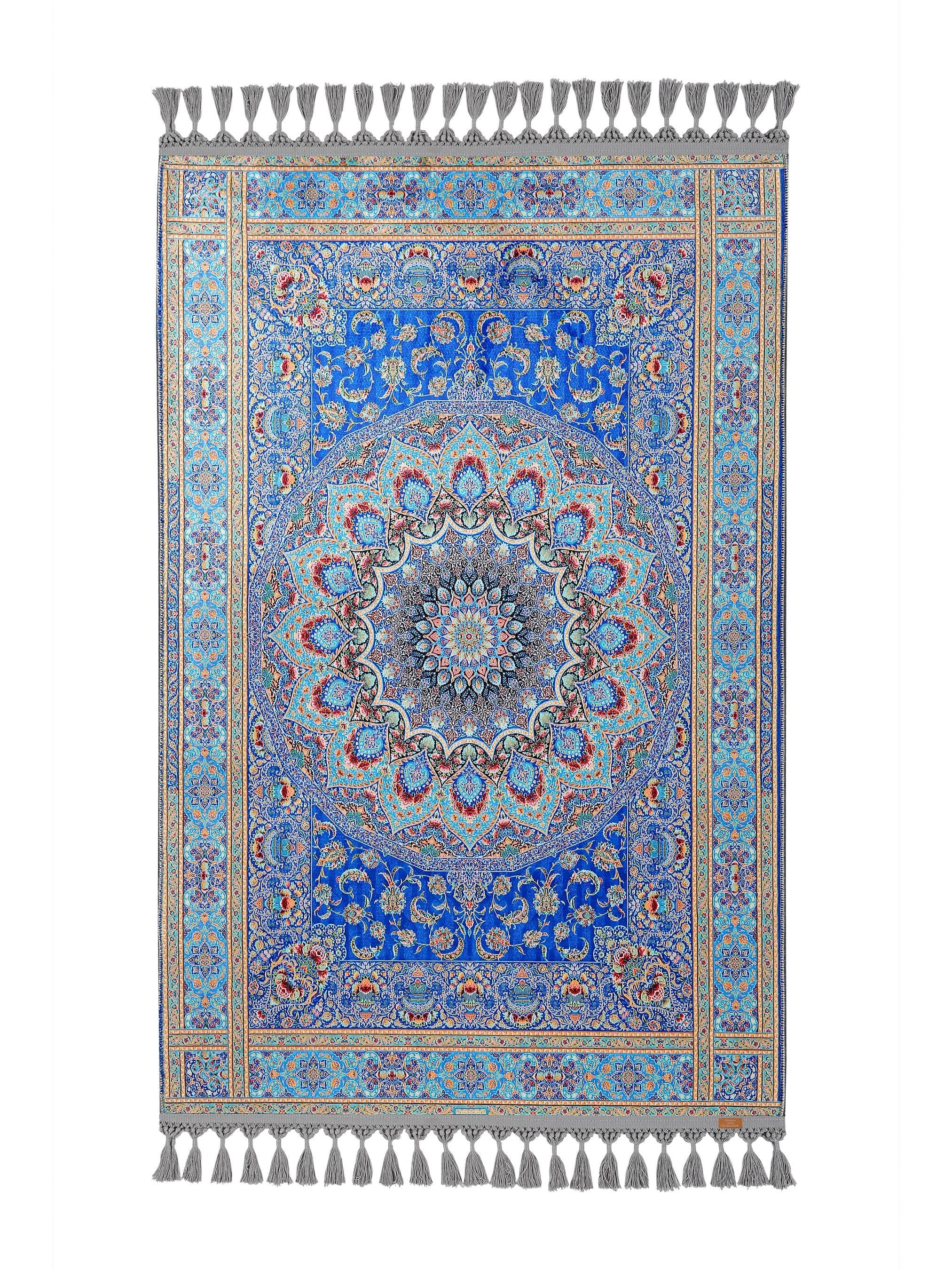 Prayer Mat & Blue Turkish Rugs Prayer Rug: Soft Silky Luxury Islamic Gift