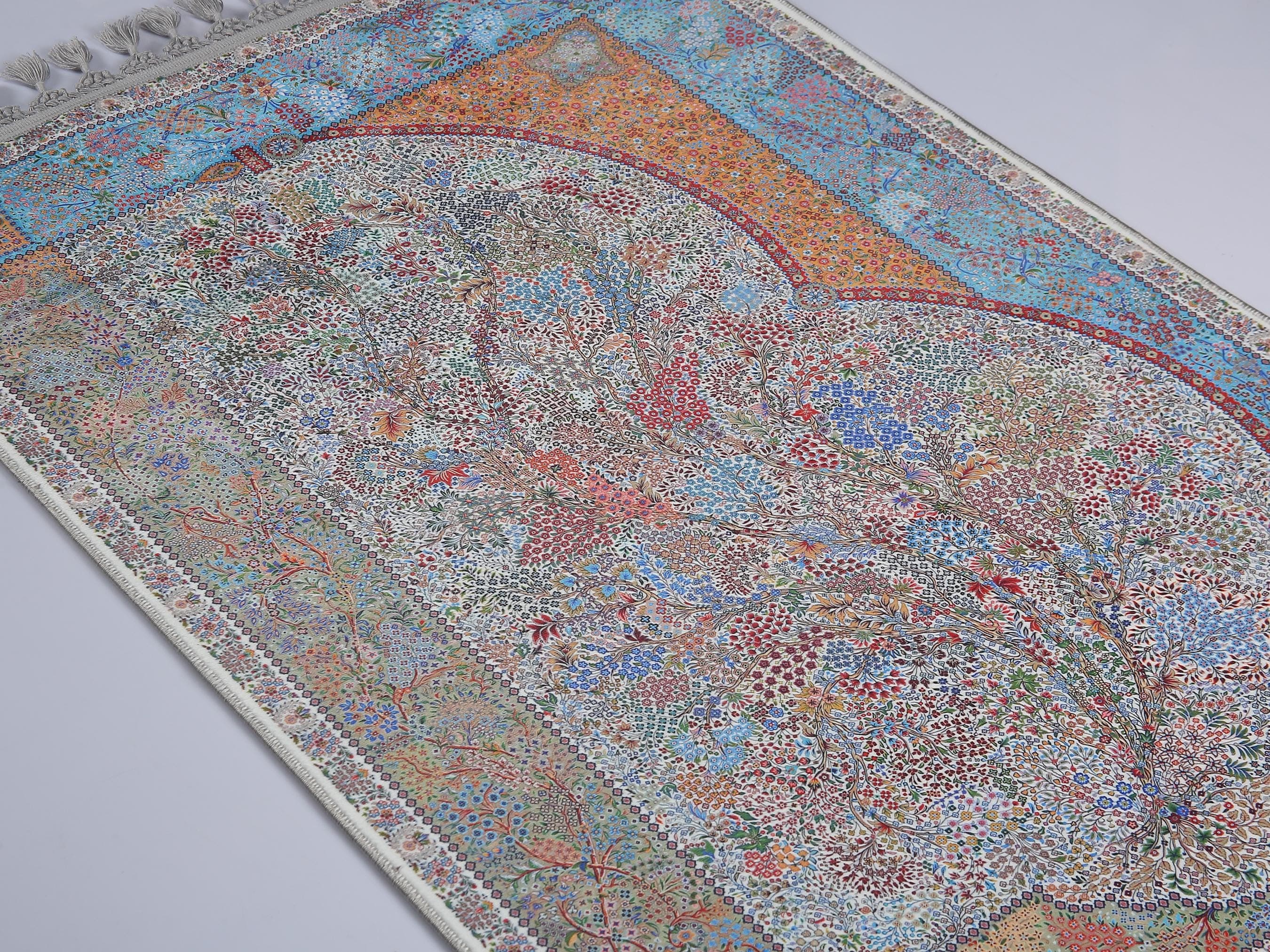 Prayer Mat & Blue Tree of Life Prayer Rug: Soft Silky Personalized Muslim Gift - image 5