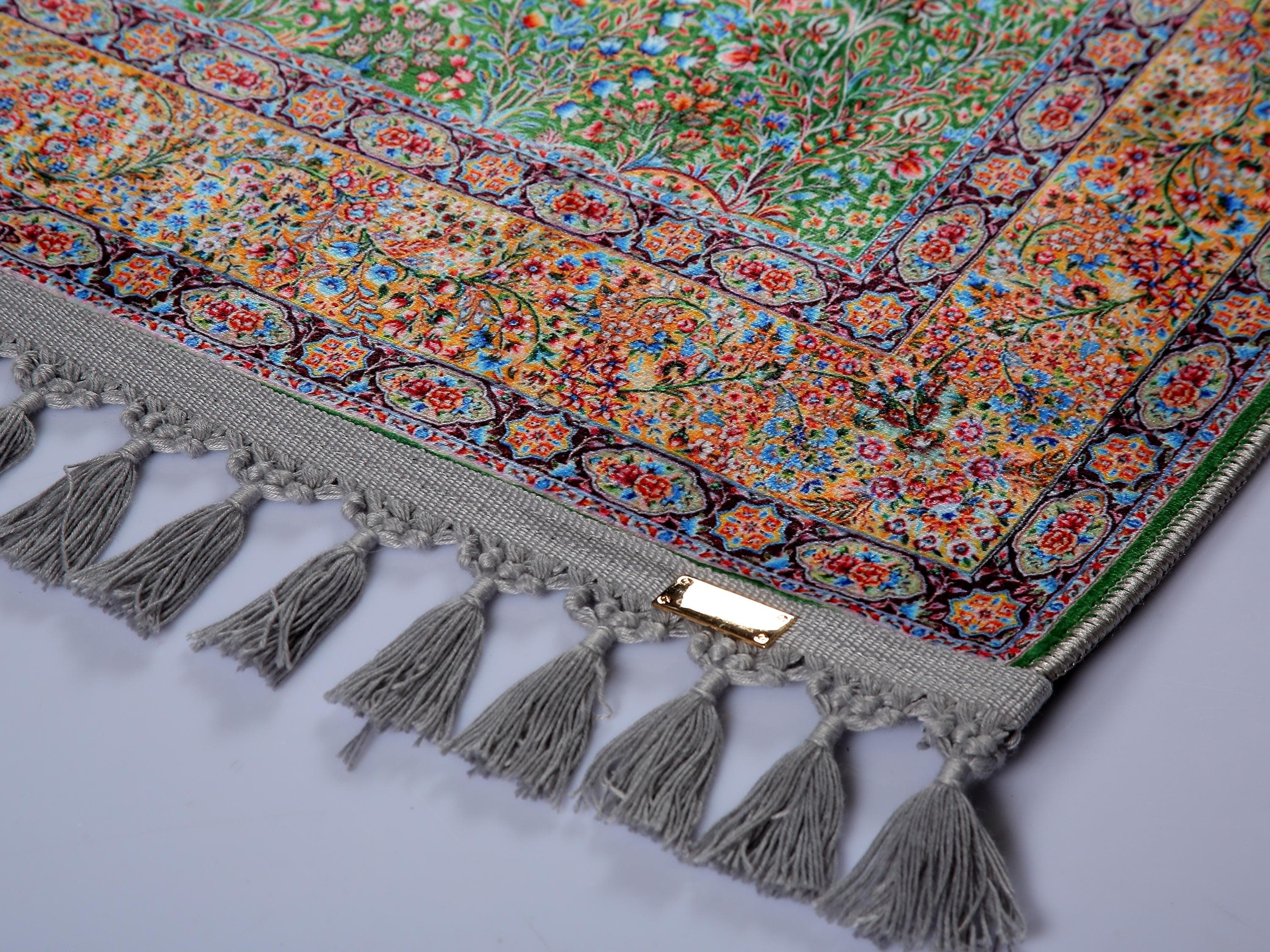 Personalised Prayer Mat, Silky Ultra Soft Green  Floral Prayer Rug Islamic Gift Gebetsteppich - image 5