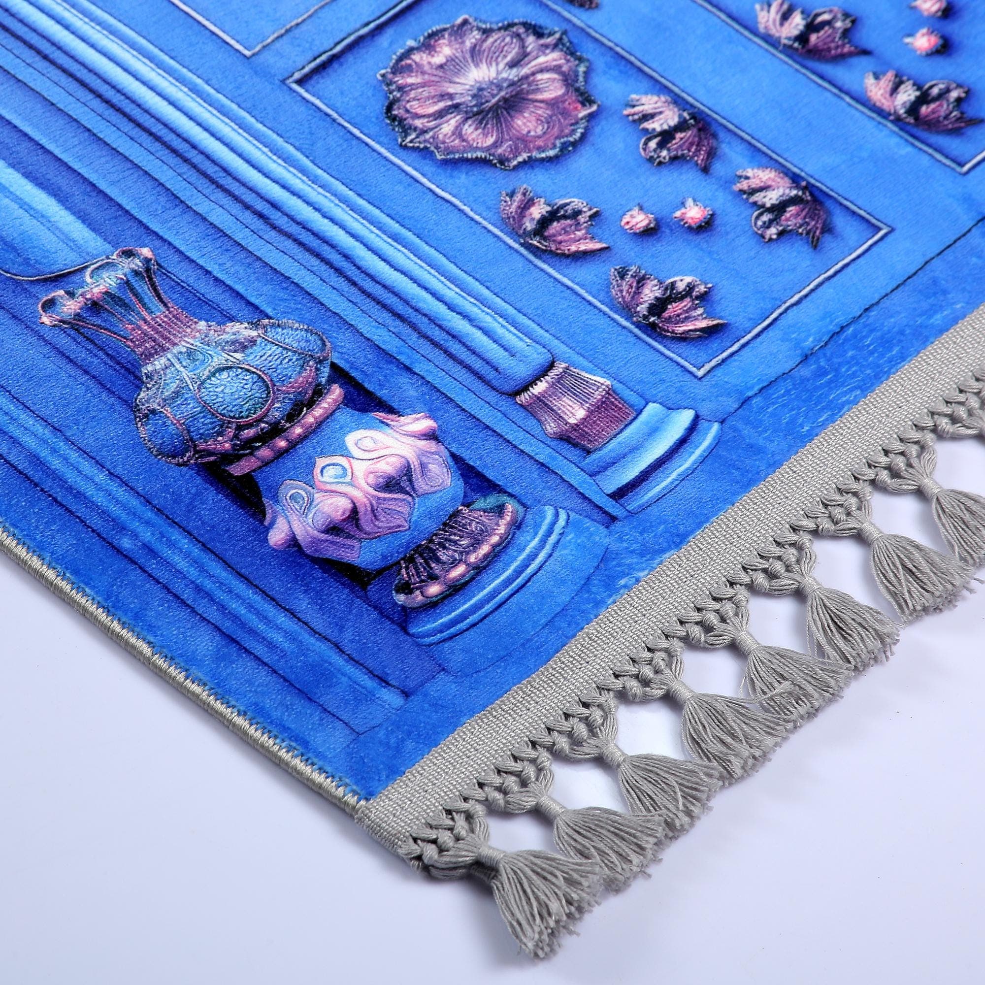 Prayer Mat Blue Mihrab Prayer Rug: Soft Silk Luxury Islamic Gift Arabian Carpet - image 5