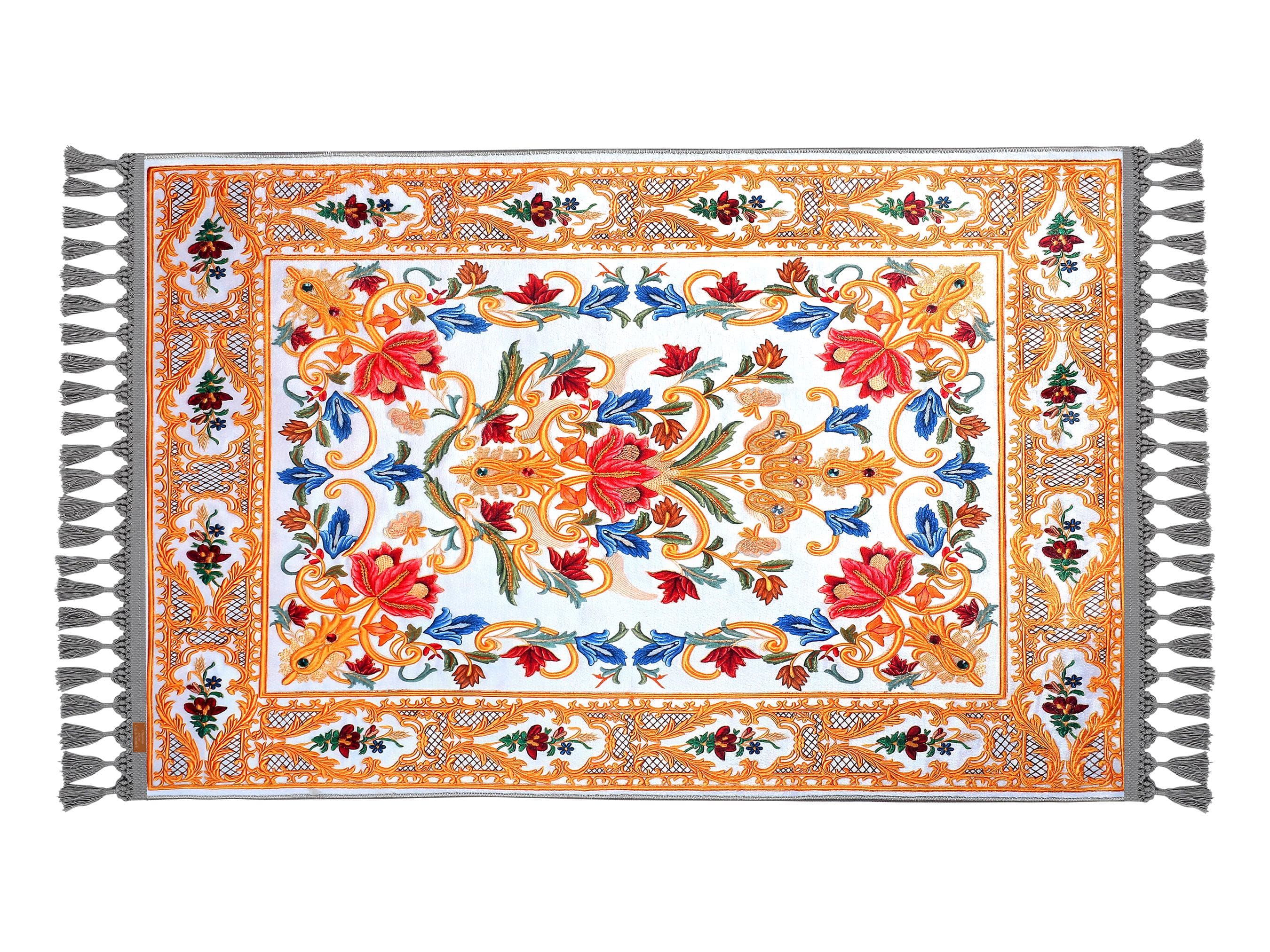 🕌 Custom Islamic Prayer Rug – Soft Mat for Daily Salah & Muslim Home Gift

Soft Prayer Rug with Low‑Pile Textured Surface  
📐 80x125 cm (2'7"x4'1") – Ideal for Daily Salah  
🎨 Color Palette: Orange, White & Blue – Symbolic, Elegant & Vibrant  
🧵 Thickness: 7 mm  
⚖️ Weight: 1.738 kg/m²  
🪑 Non‑slip Cotton Base – Secure on All Floor Types  
🧺 Machine Washable at 30°C | Robot Vacuum Compatible