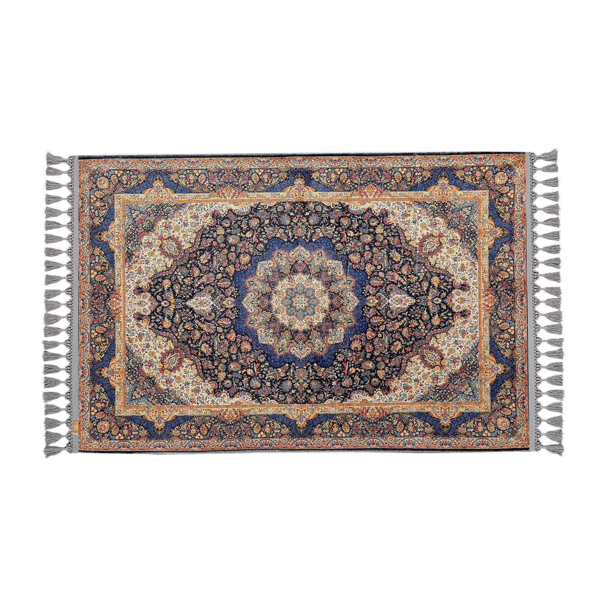 📐 80x125 cm (2'7"x4'1") – Perfect for Daily Salah Prayer or Meditation  
🧵 Thickness: 7 mm – Comfortably Cushioned for Knee Support  
⚖️ Weight: 1.738 kg/m² – Dense Weave for Lasting Durability  
🪑 Non-Slip Cotton Backing – Stable on All Floor Types  
🧺 Machine Washable at 30°C | Compatible with Robot Vacuums  
🎨 Fade-Resistant Navy & Yellow Pattern – Elegant and Inviting  
🌍 Handmade in Istanbul, Turkey by Rug Lux Studio