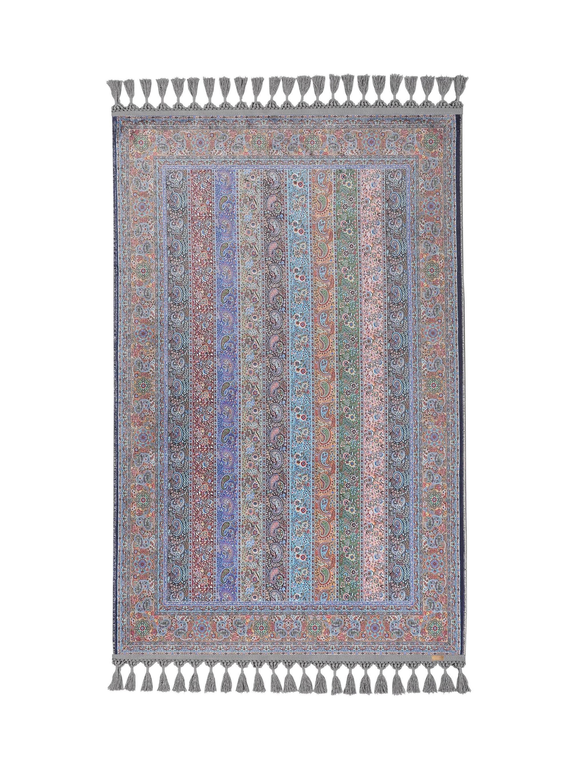 Prayer Mat & Blue Persian Prayer Rug: Soft Silky Luxury Islamic Gift Janamaz