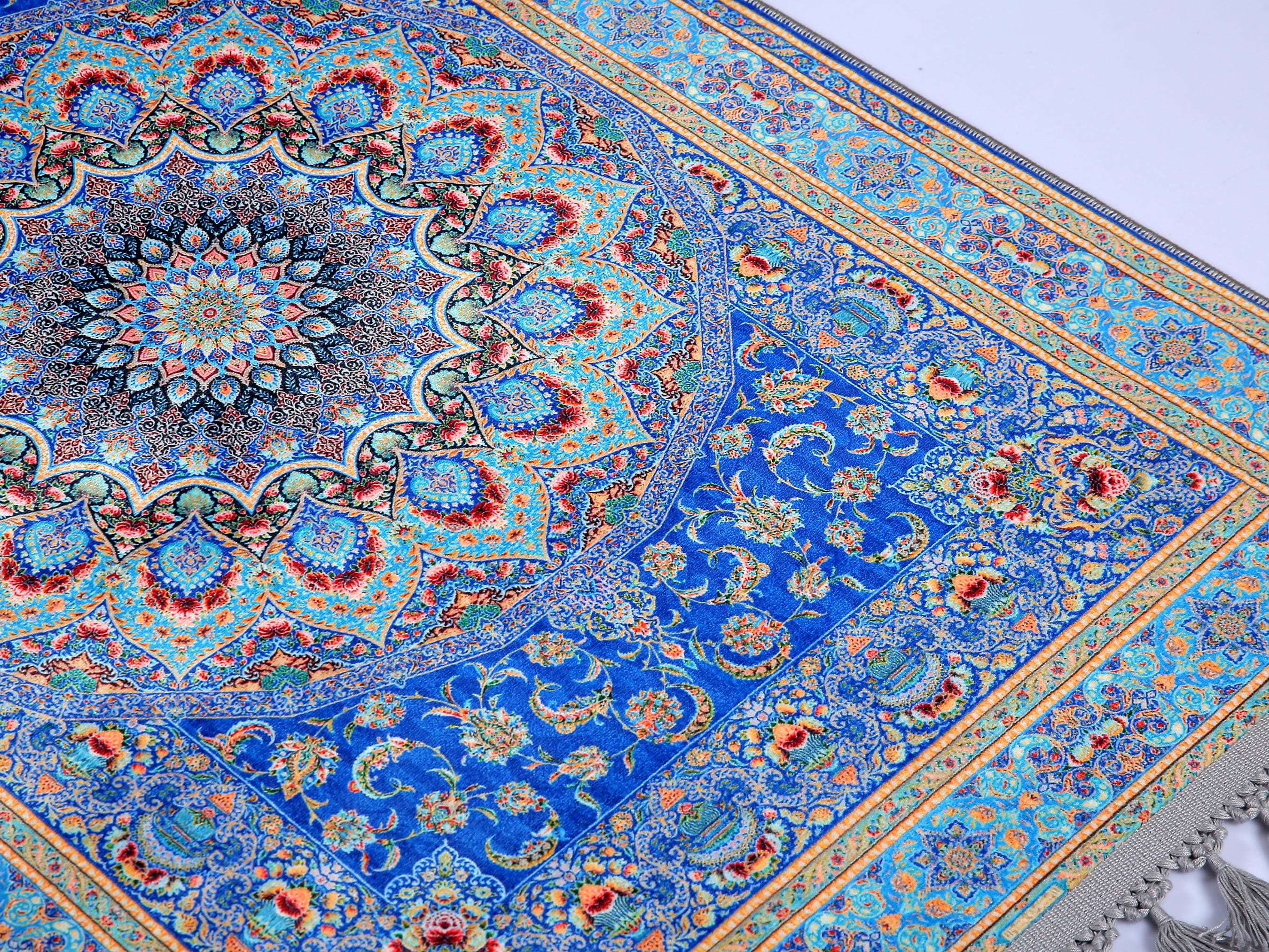 Prayer Mat & Blue Turkish Rugs Prayer Rug: Soft Silky Luxury Islamic Gift - image 5
