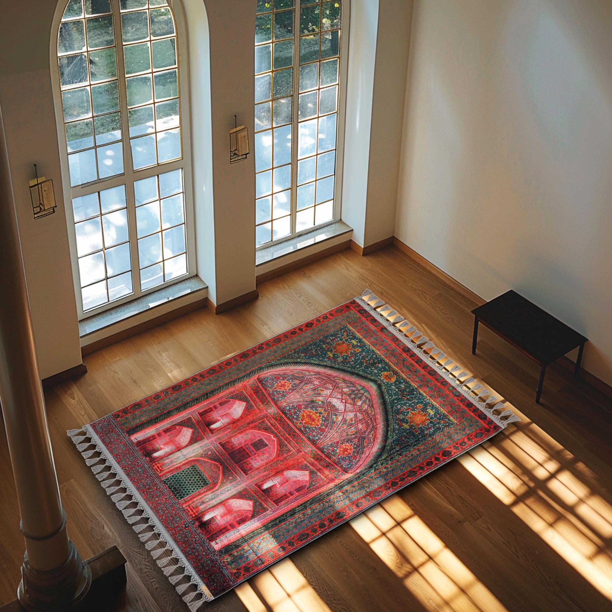 Prayer Mat Red Green Mihrab Muslim Gebetsteppich  Islamic Personalized Prayer Rug - image 5