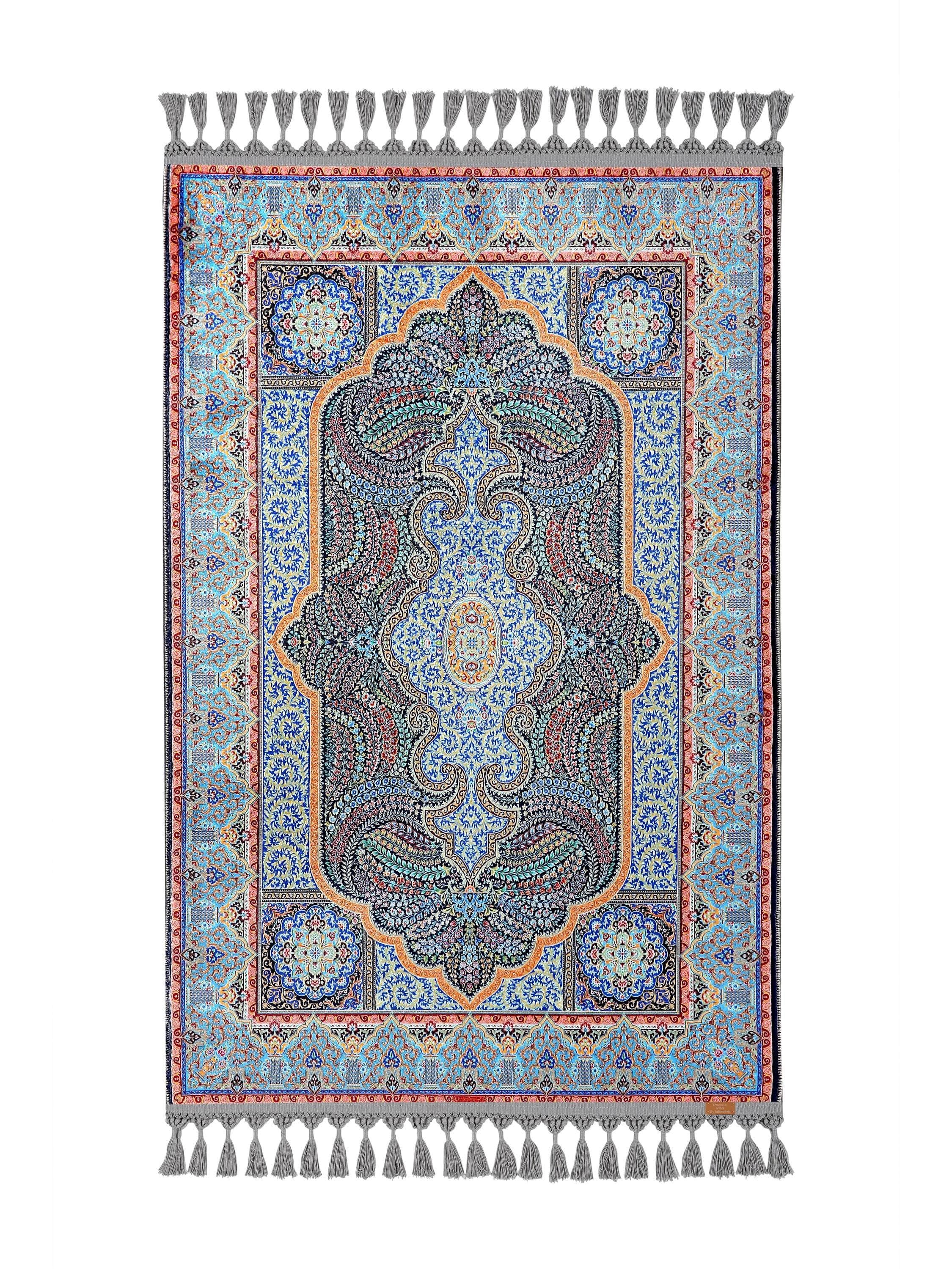 Prayer Mat | Blue Soft Silky Surface | Personalized Turkish Prayer Rug | Custom Islamic Gift