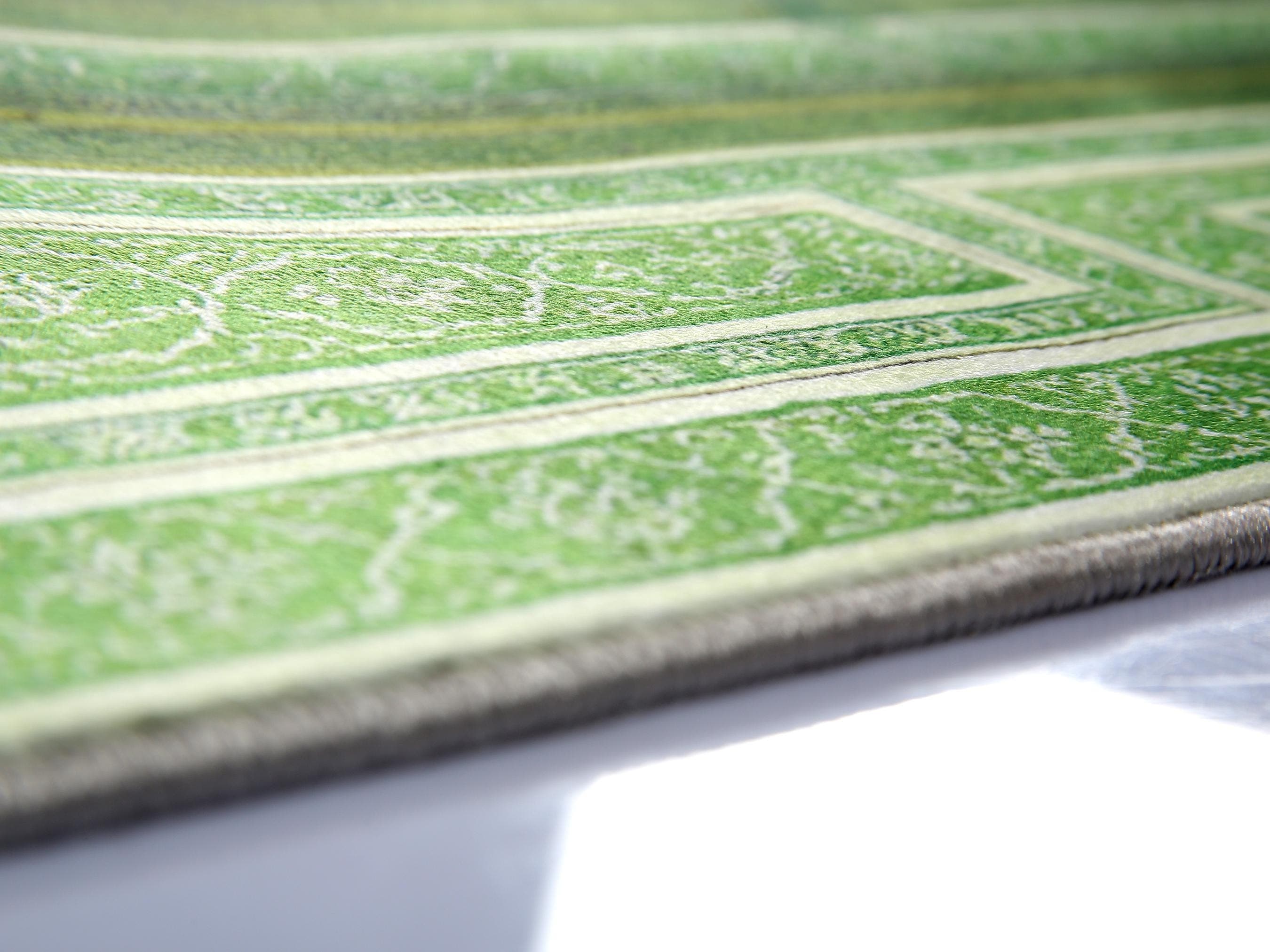 Prayer Rug: Green Ottoman Mihrab Gebetsmatte Rugs Soft Silky Islamic Gift Muslim Prayer Mat - image 5