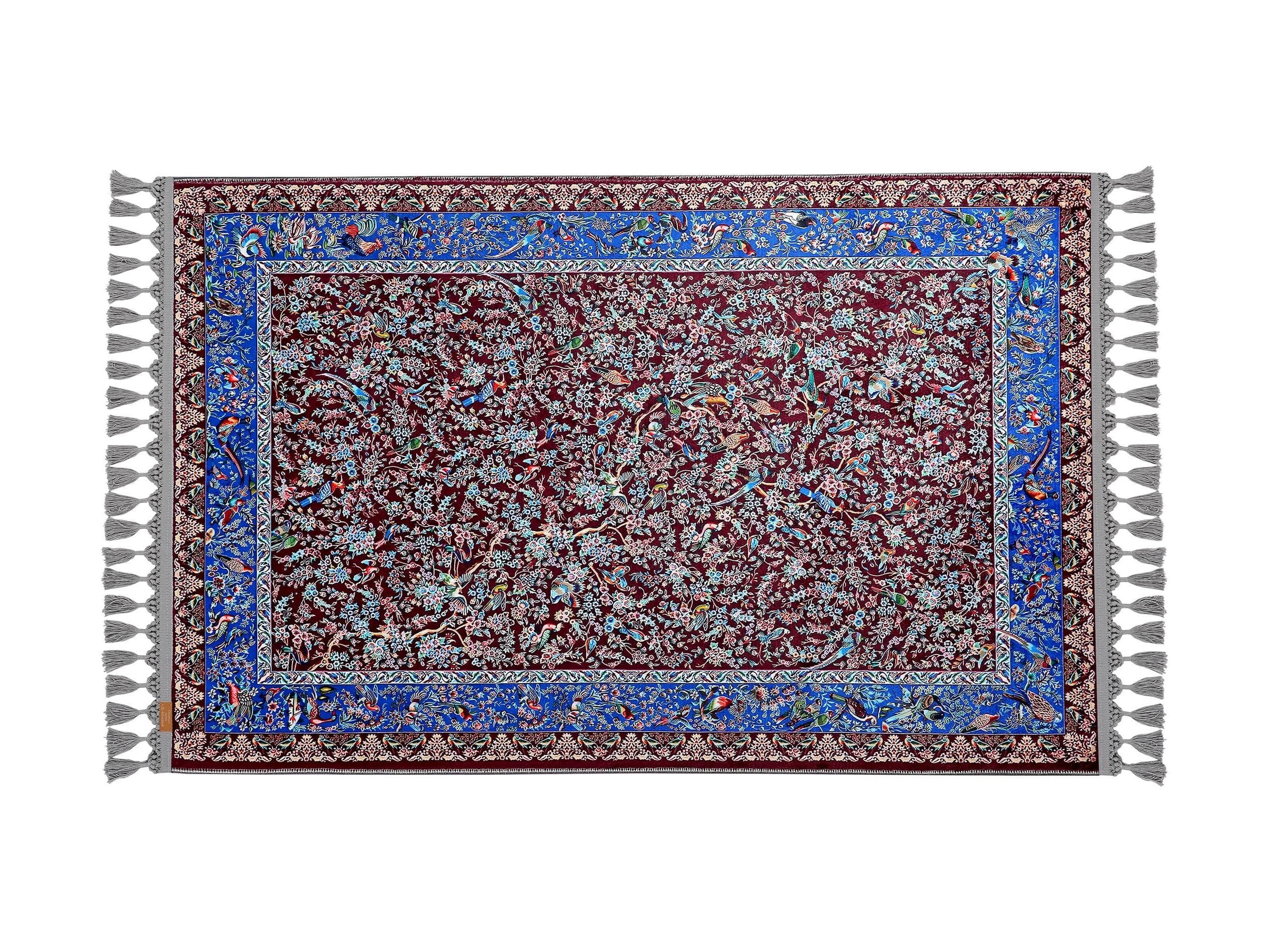 Soft Turkish Area Rug with Pile Textured Surface – Blue & Burgundy  
📐 80x125 cm (2'7"x4'1") – Ideal for Daily Salah Prayer Rug  
🧵 Thickness: 7 mm  
⚖️ Weight: 1.738 kg/m²  
🪑 Non-slip Cotton Base – Secure on All Floor Types  
🧺 Machine Washable at 30°C | Robot Vacuum Compatible  
🎨 Fade-Resistant Blue & Burgundy Pattern – Elegant, Rich & Inviting