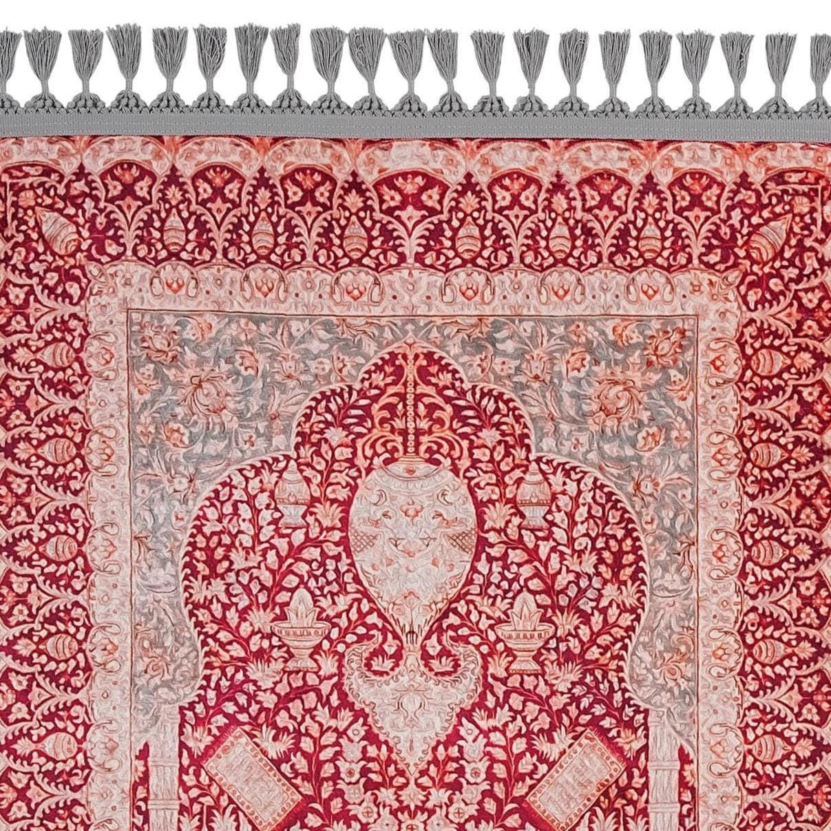 Prayer Mat & Red Floral Mihrab Prayer Rug: Soft Silk Luxury Islamic Gift Islam - image 4