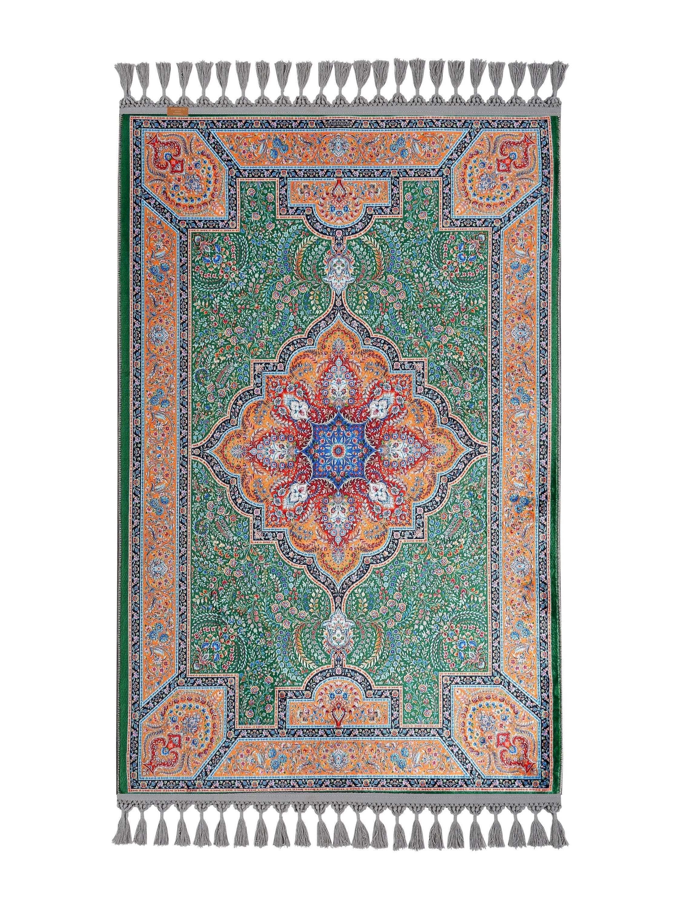 Prayer Rug Green Turkish Prayer Mat Silky Soft Surface Islamic Muslim Gift Janamaz Sajadah