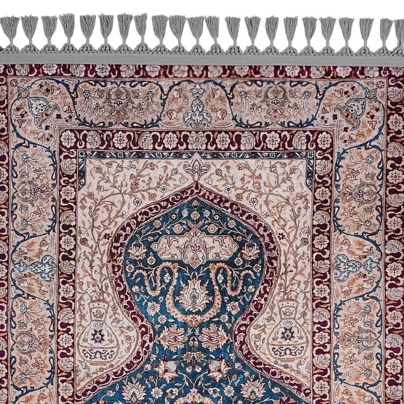 Prayer Mat & Blue Turkish Prayer Rug: Soft Silky Luxury Islamic Gift Arabian Carpet - image 4