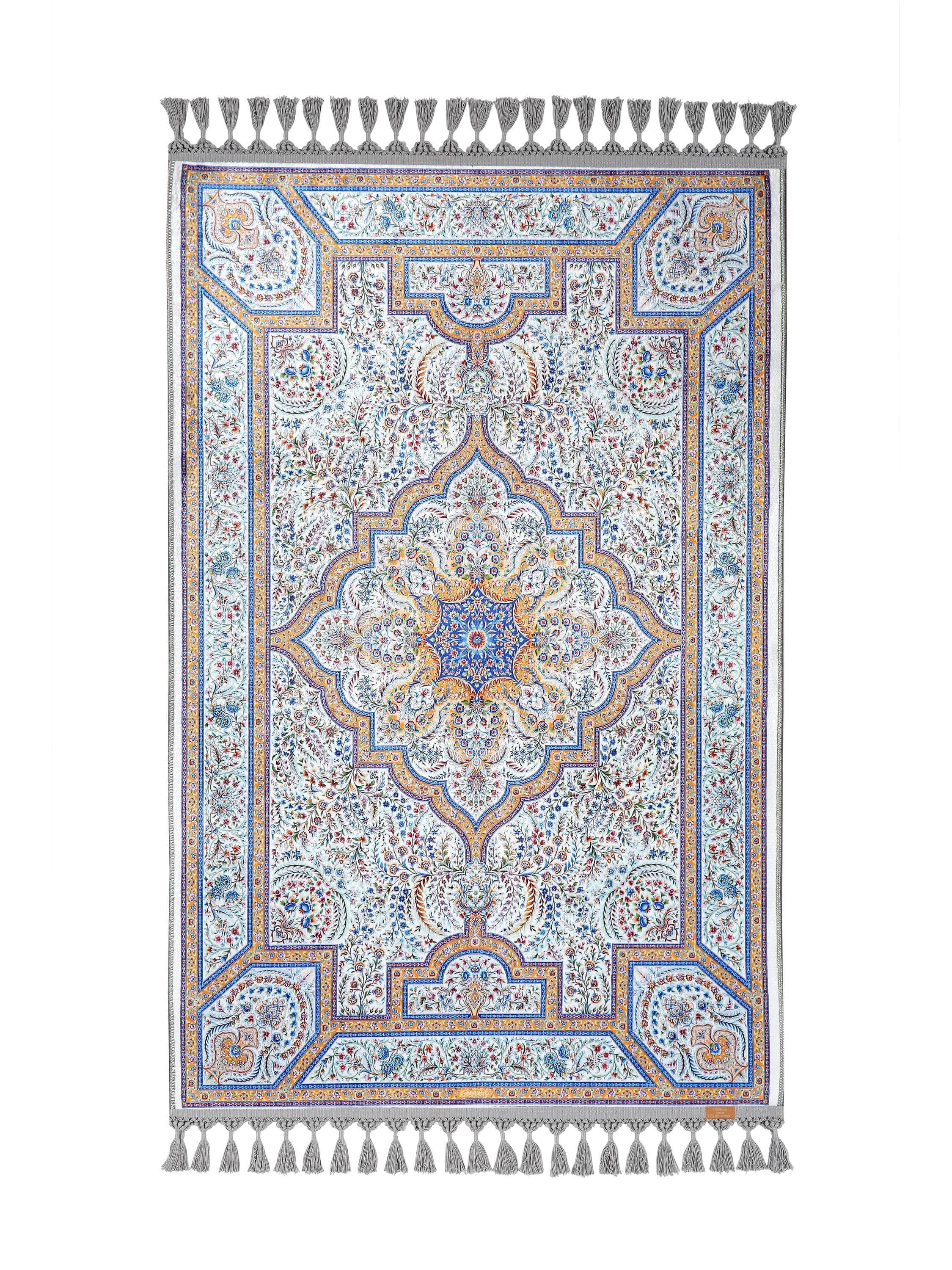 Blue Prayer Mat | Royal Turkish Bamboo Silk Touch | Personalized Prayer Rug | Custom Janamaz