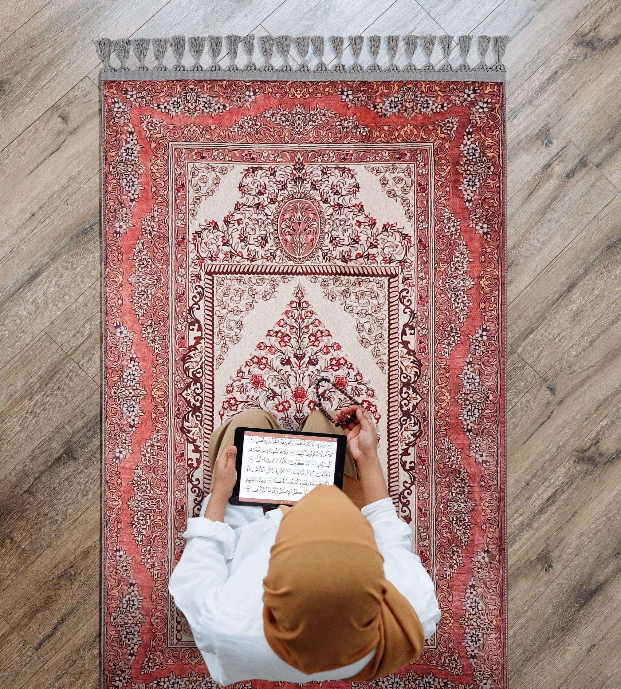 Prayer Mat & Floral Tree of Life Mihrab Prayer Rug: Soft Silky Luxury Gift - image 4