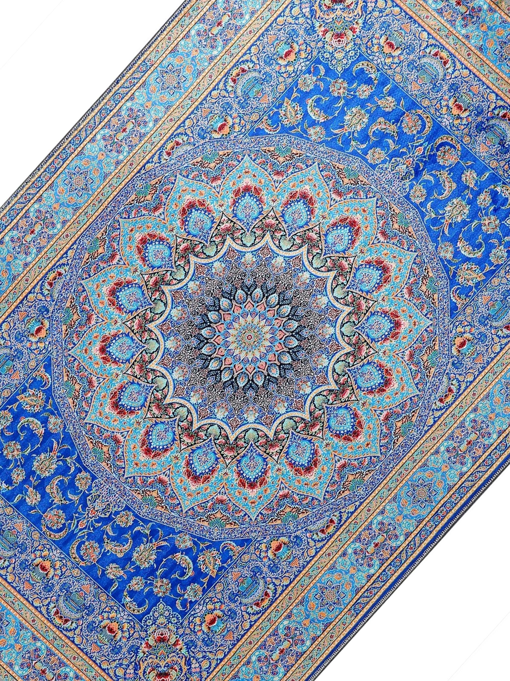 Prayer Mat & Blue Turkish Rugs Prayer Rug: Soft Silky Luxury Islamic Gift - image 4