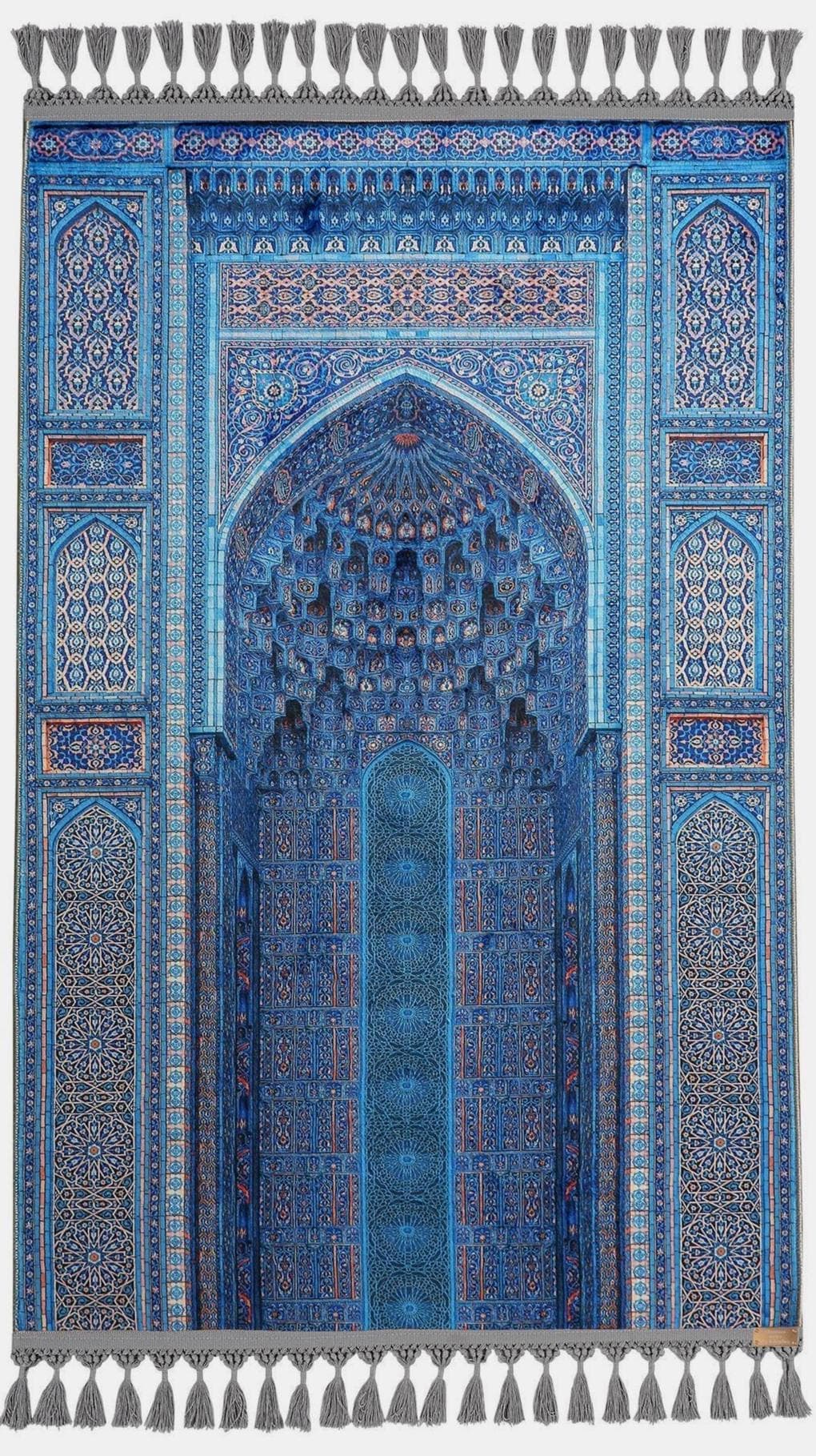 Prayer Mat | Blue Mihrab | Soft Silky Surface | Personalized Turkish Prayer Rug | Islamic Gift