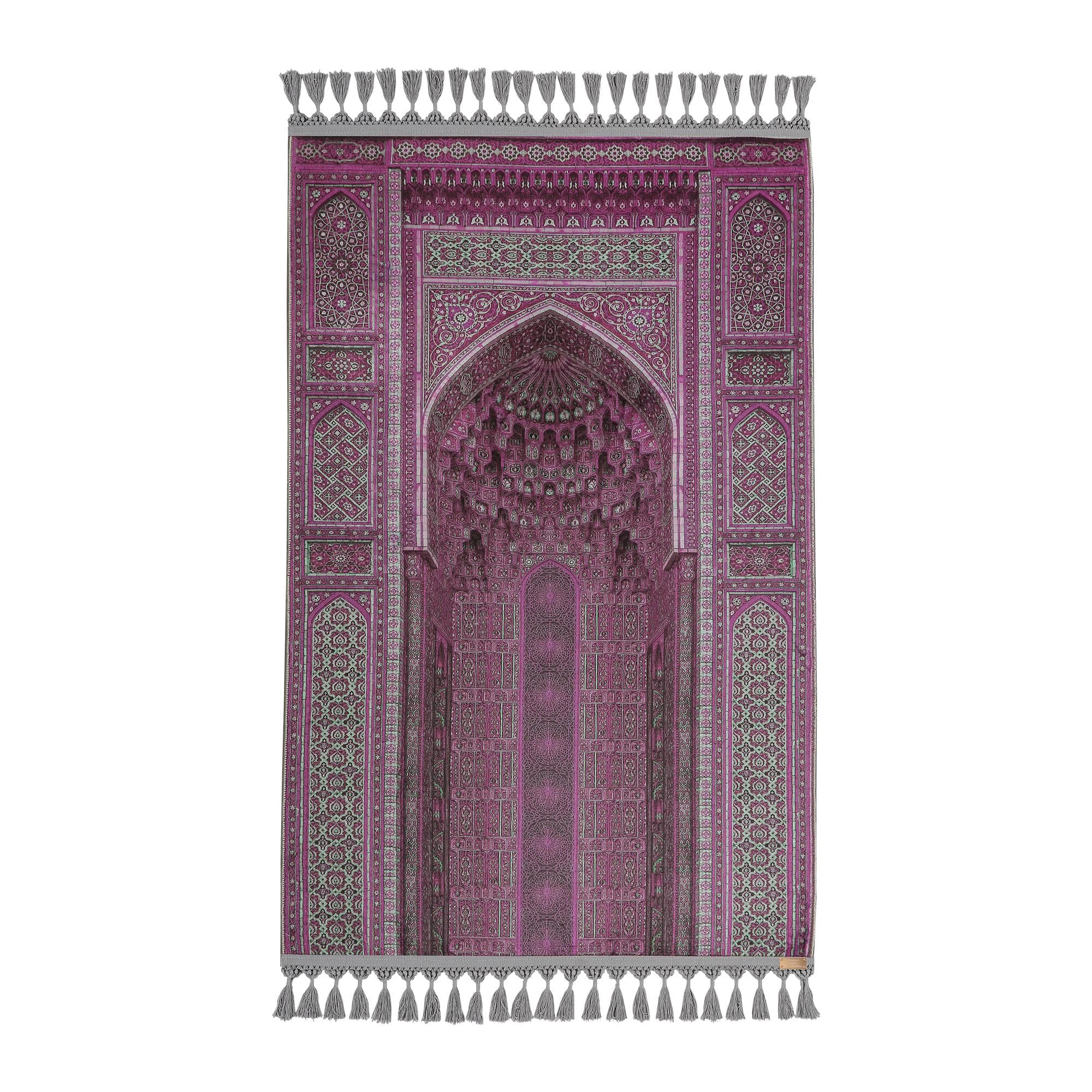 Prayer Mat Purple Ottoman Mihrab Islamic Muslim Gift Gebetsteppich Soft Silky Surface Prayer Rug
