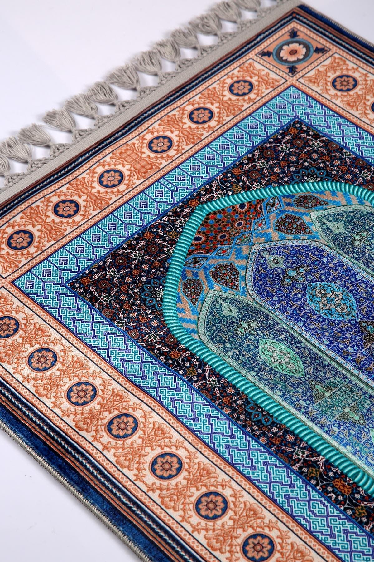 Prayer Mat | Blue Mihrab | Soft Silky Surface | Personalized Turkish Prayer Rug | Luxury Janamaz - image 5