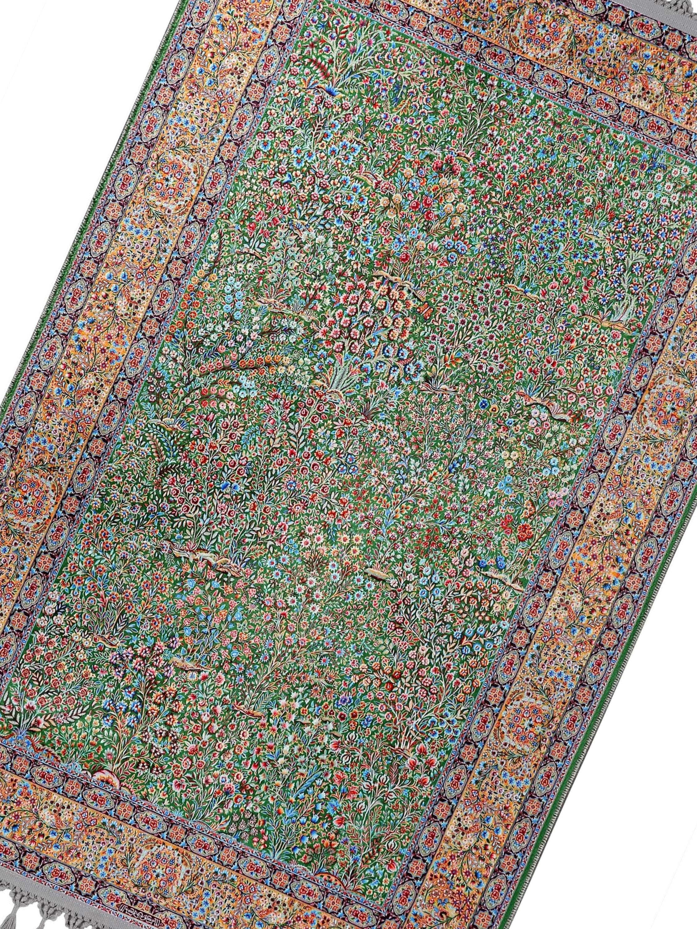 Personalised Prayer Mat, Silky Ultra Soft Green  Floral Prayer Rug Islamic Gift Gebetsteppich - image 4