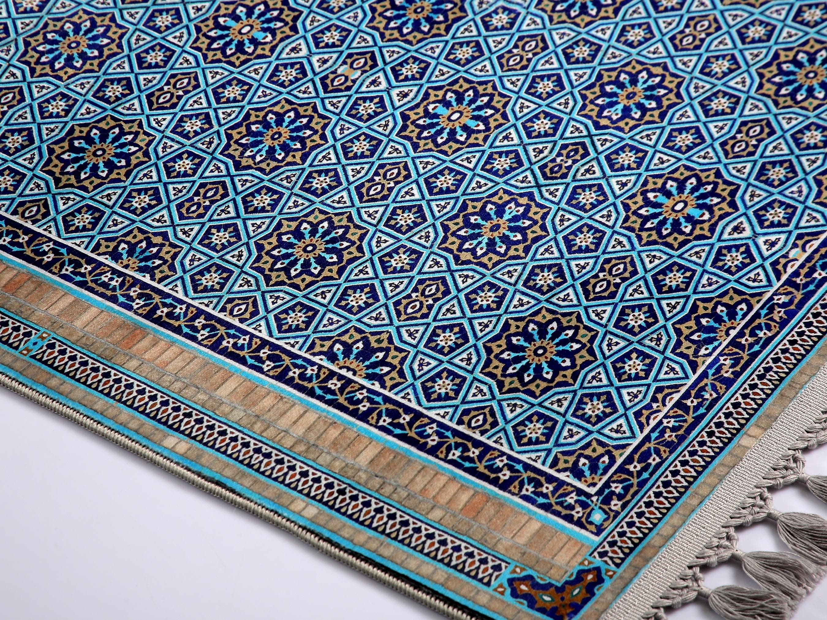 Blue Prayer Mat | Arabian Carpet | Personalized Turkish Prayer Rug | Islamic Gift - image 5