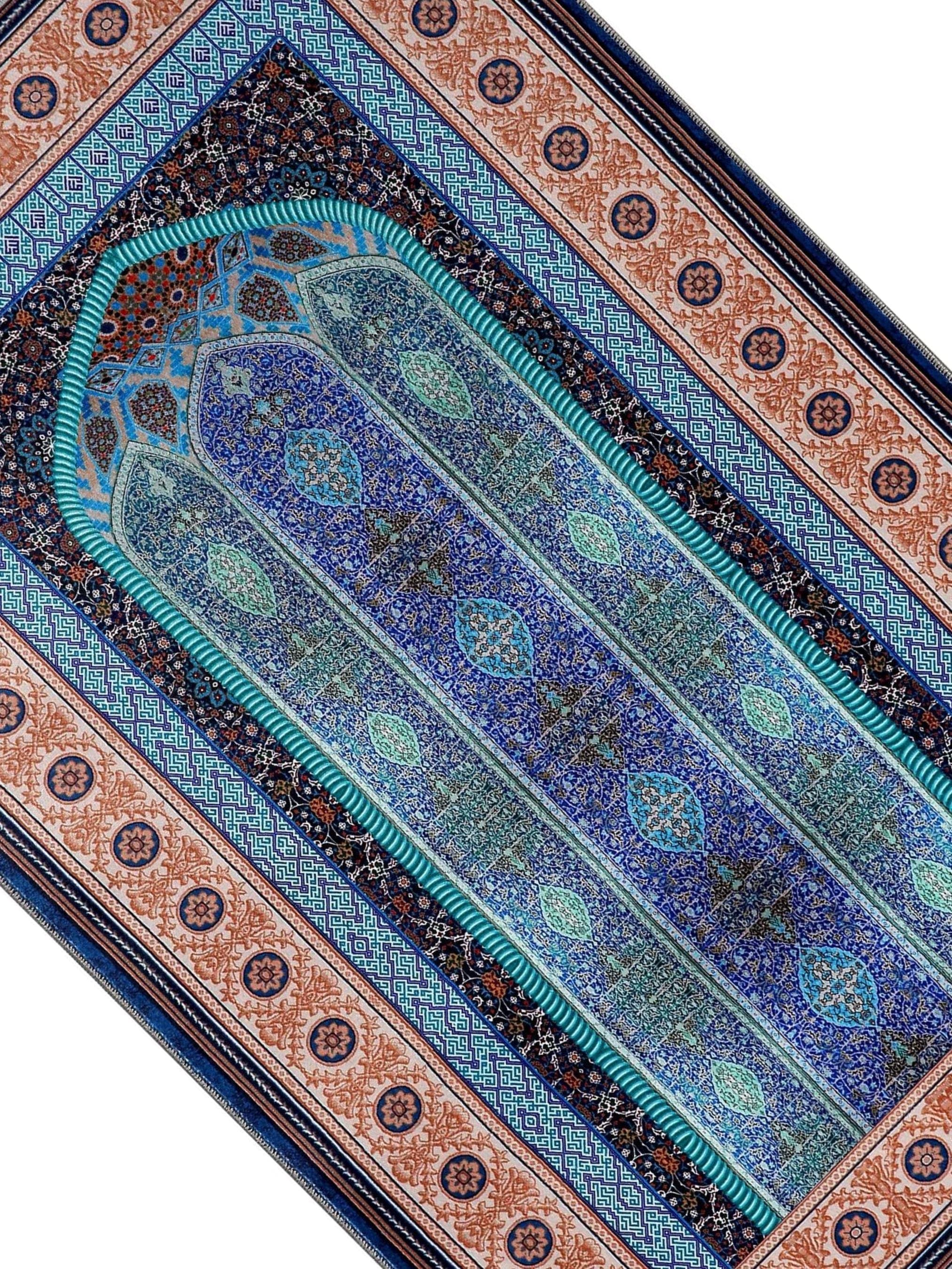 Prayer Mat | Blue Mihrab | Soft Silky Surface | Personalized Turkish Prayer Rug | Luxury Janamaz - image 4
