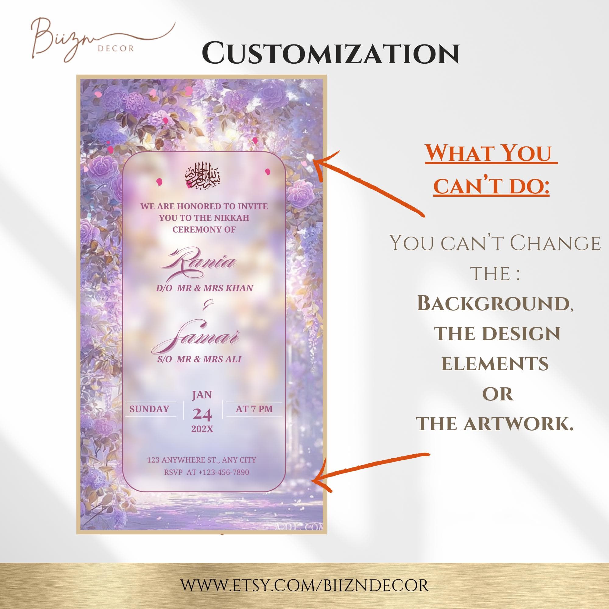 Purple Nikkah Baraat Invitation: Animated Islamic Wedding Video Invitation  (Digital Download) - image 5