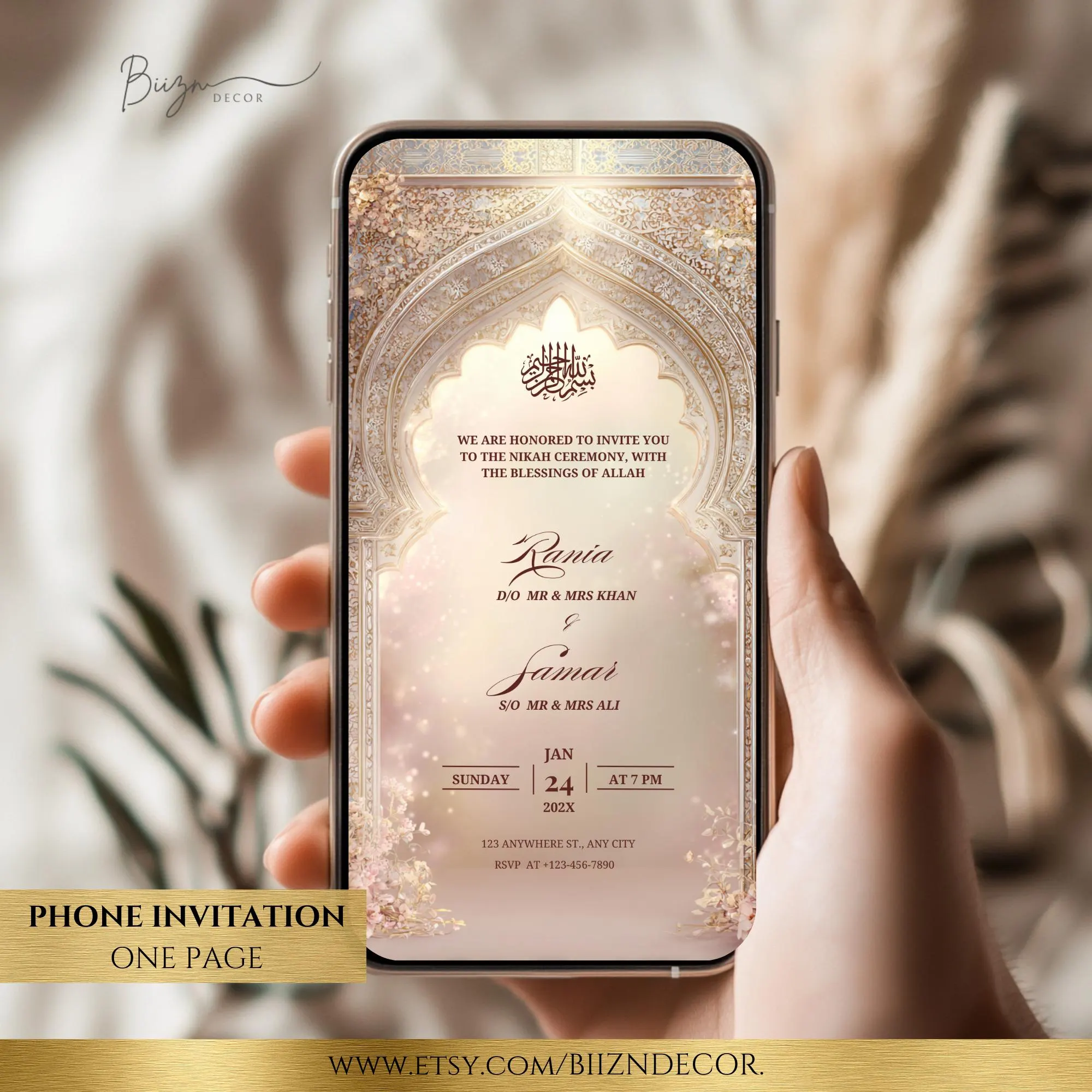 Rose Gold Nikkah Wedding Bundle: Invitation, Welcome Sign and Nikkah Certificate - image 4