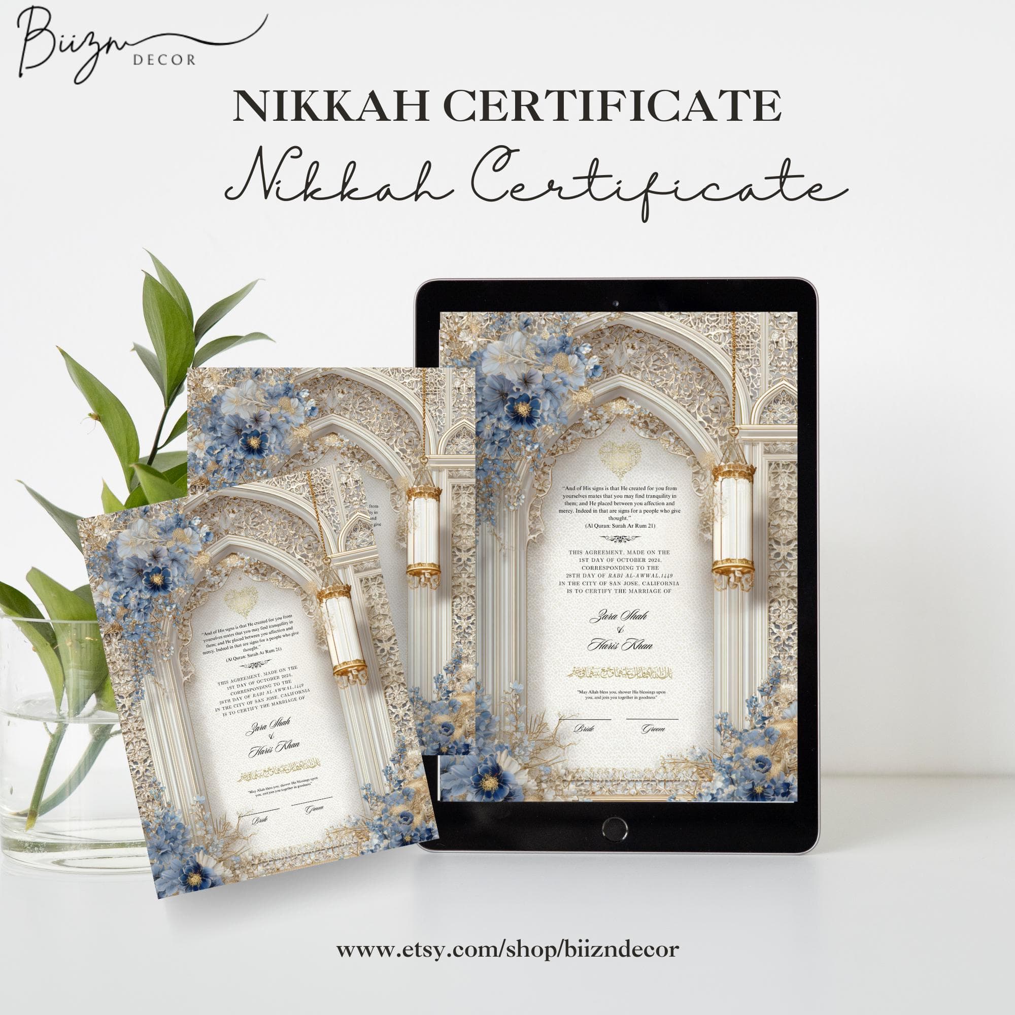 Custom Nikkah Certificate: Islamic Wedding Keepsake (Digital Download, Editable in Canva) - image 2