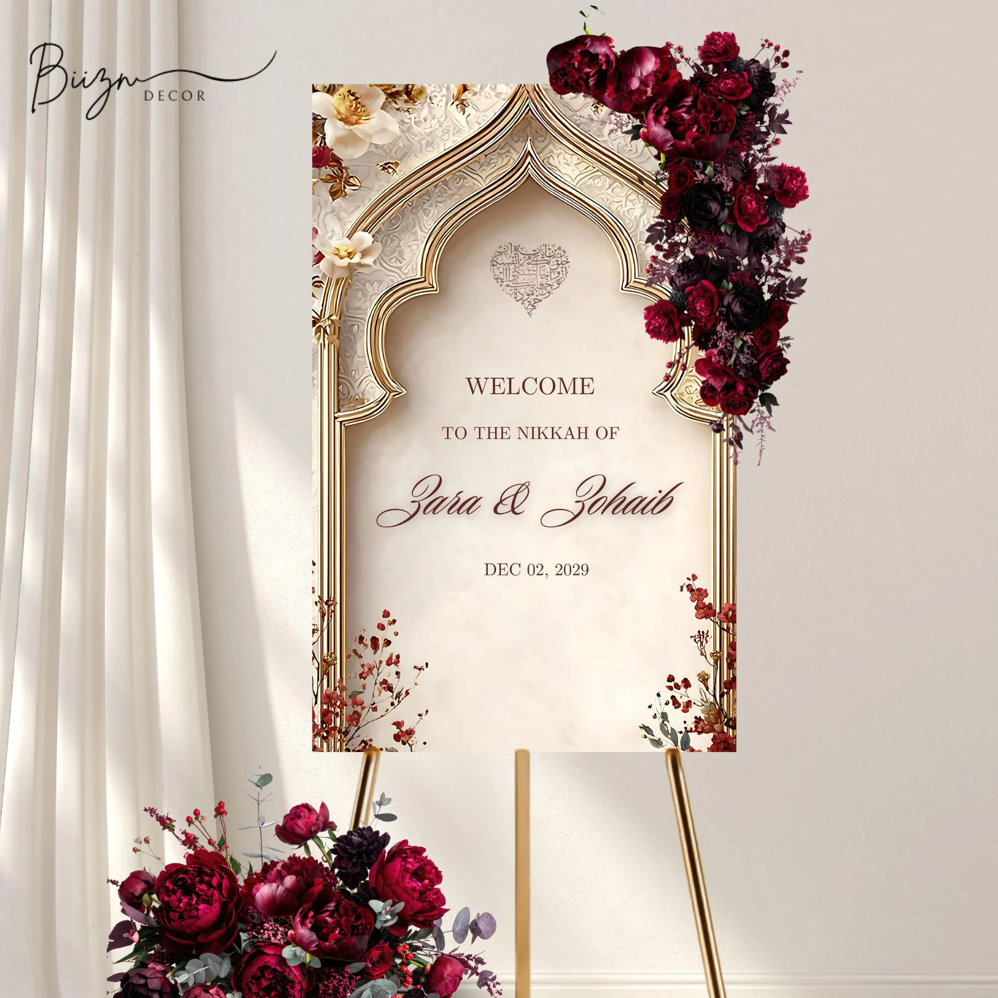 DIY Red and beige Custom Nikkah Welcome Sign: Instant download