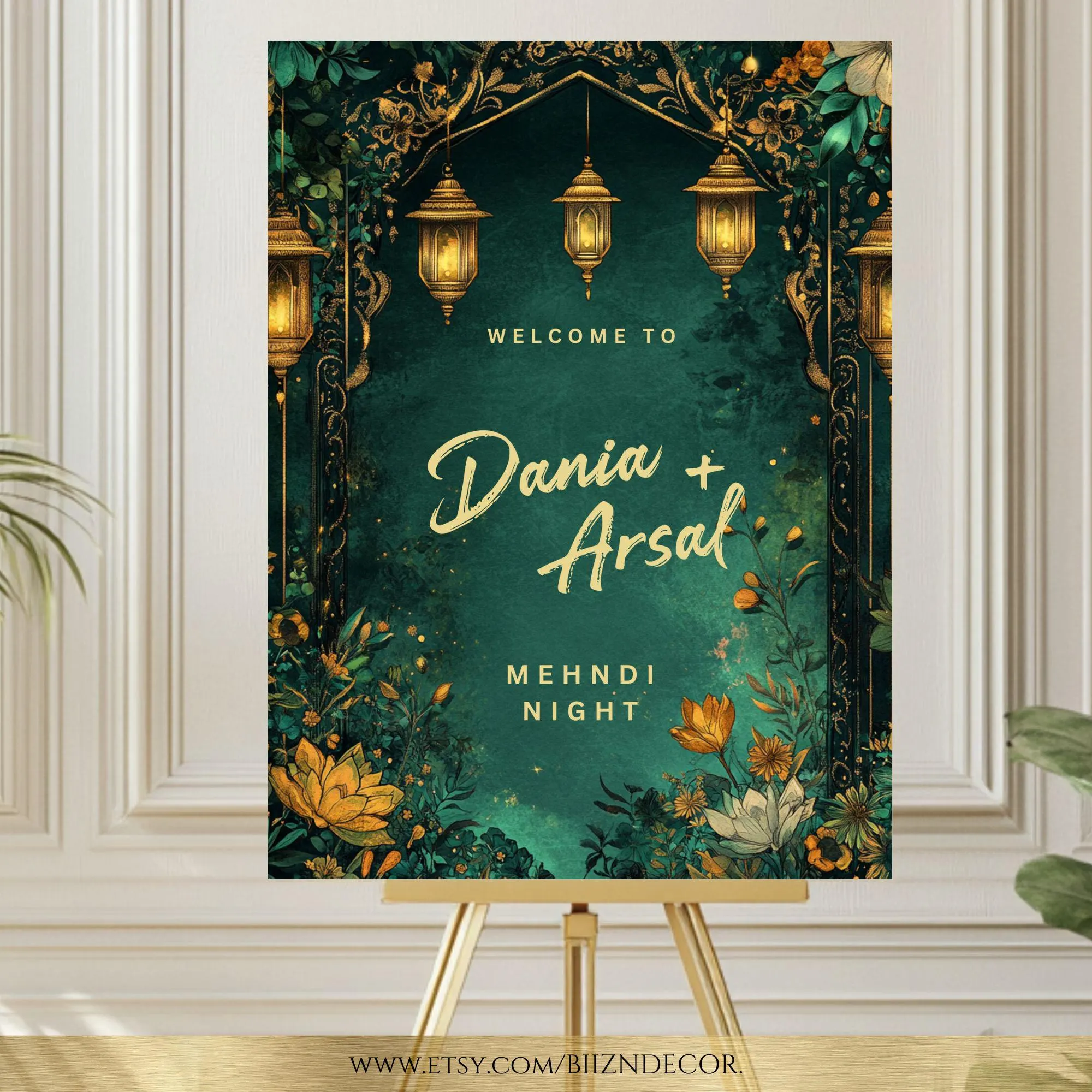 Personalized Mehndi Welcome Sign: Indian Wedding Decor (Printed or Digital)