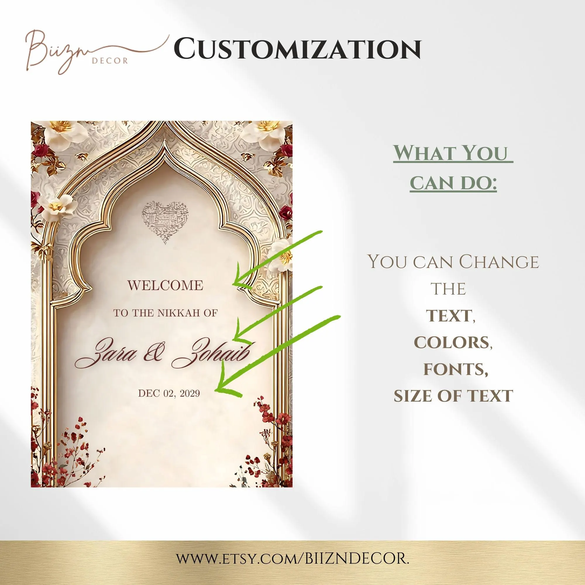 DIY Red and beige Custom Nikkah Welcome Sign: Instant download - image 4