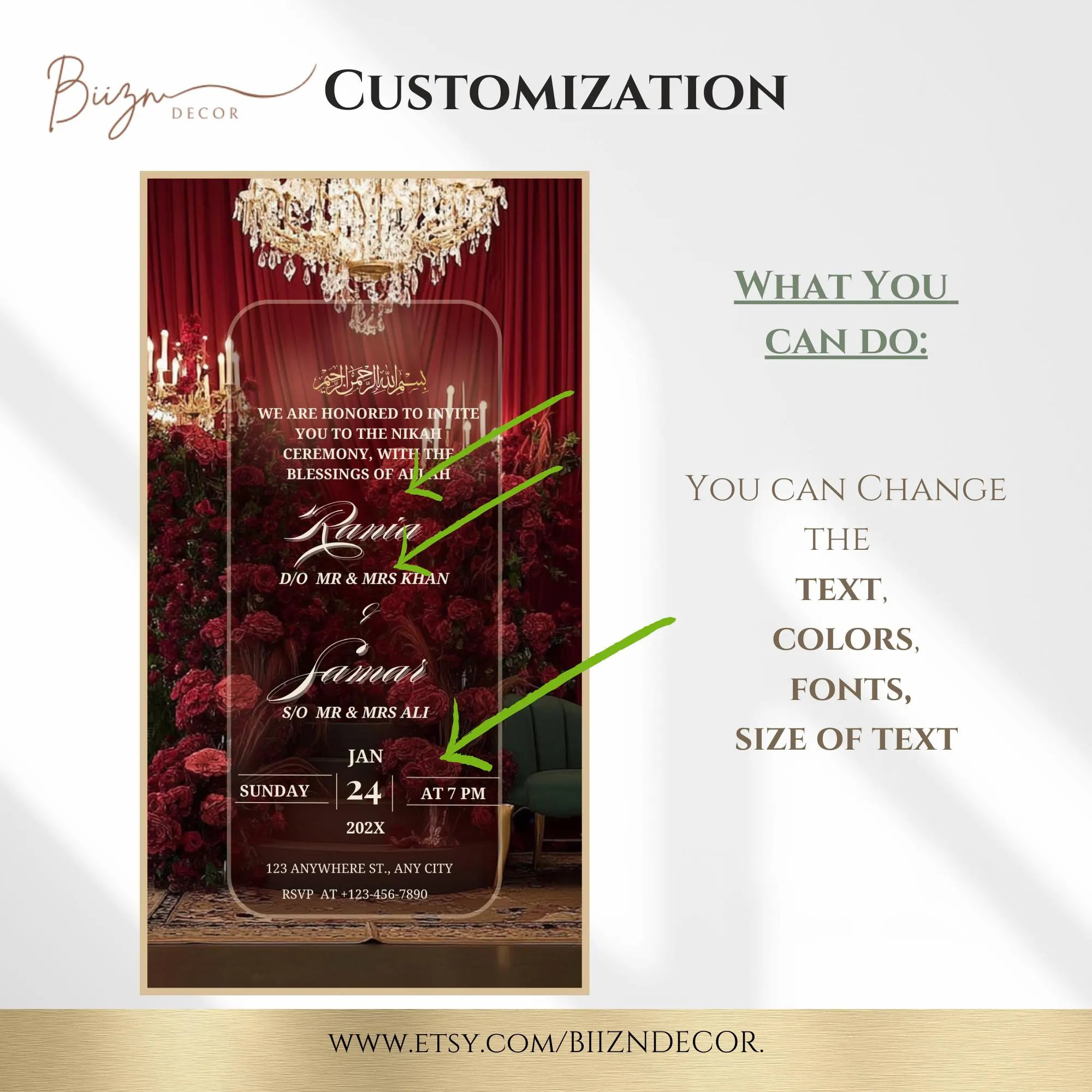 Red Floral Islamic Wedding Invitation Video: Muslim Nikah E-Invite - image 4