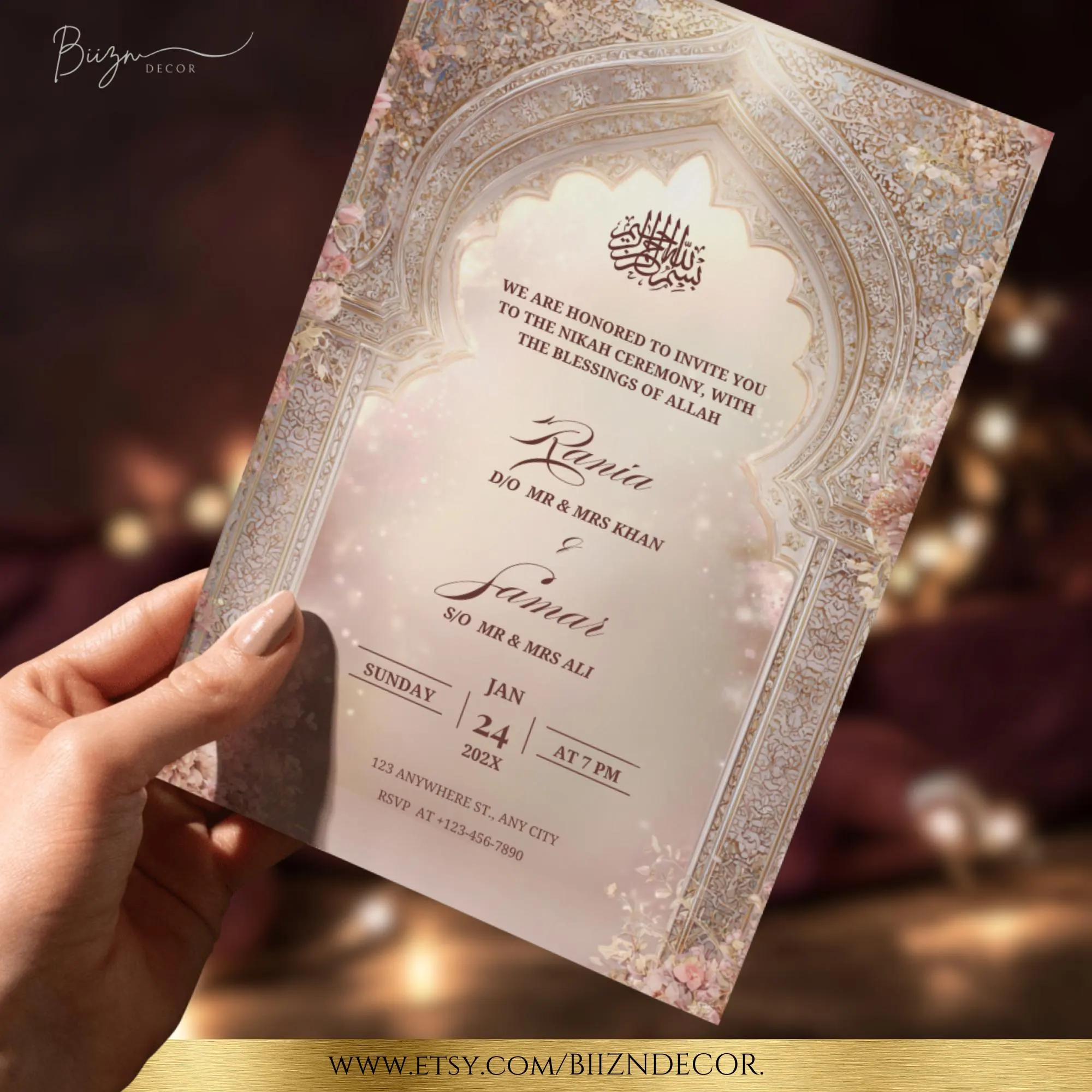 Rose Gold Nikkah Wedding Bundle: Invitation, Welcome Sign and Nikkah Certificate - image 5
