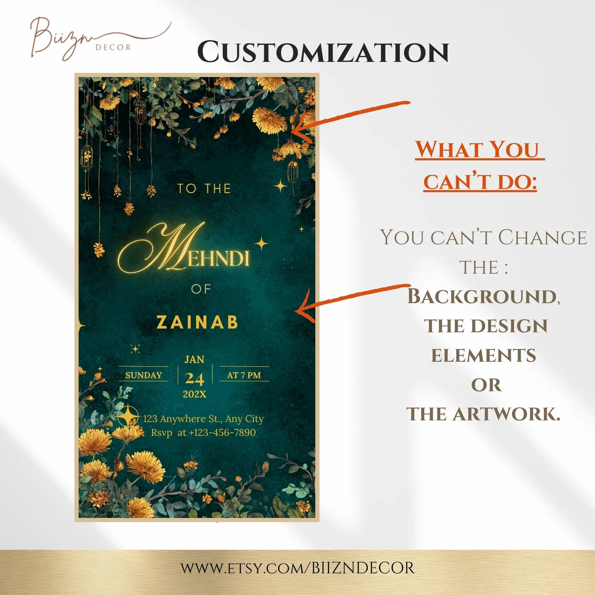 Mehndi Invitation: South Asian Wedding E-Invite, Editable Template (Digital Download - image 4