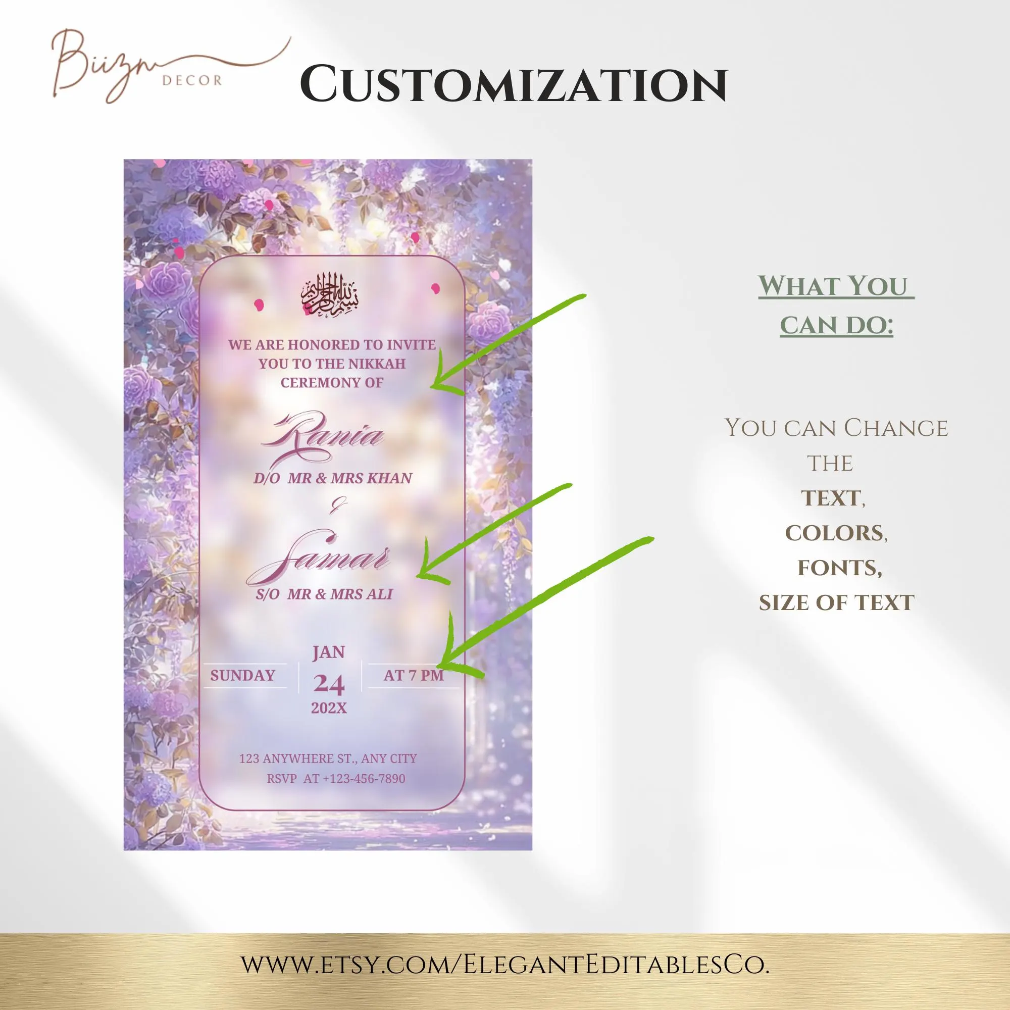 Purple Nikkah Baraat Invitation: Animated Islamic Wedding Video Invitation  (Digital Download) - image 4