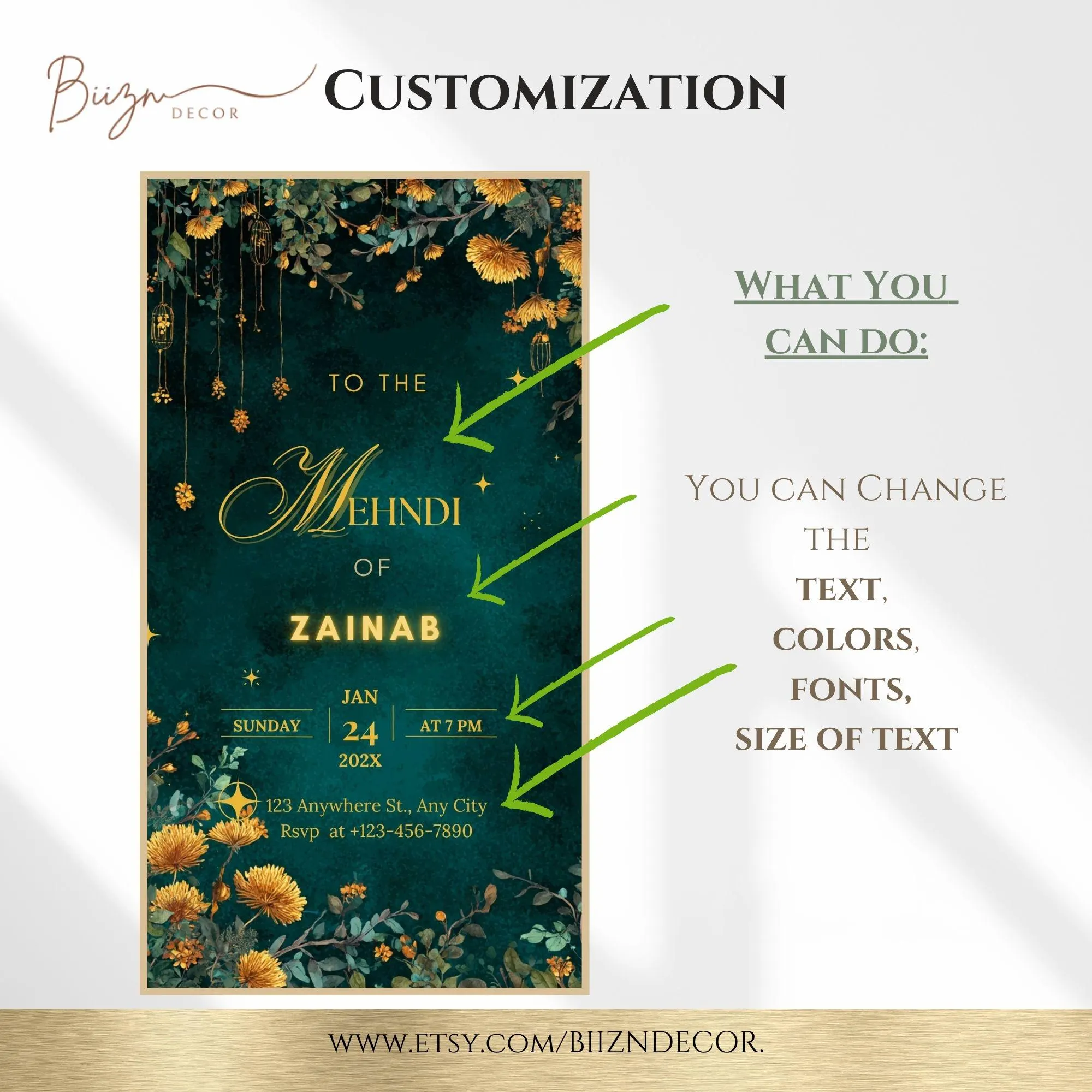 Mehndi Invitation: South Asian Wedding E-Invite, Editable Template (Digital Download - image 3