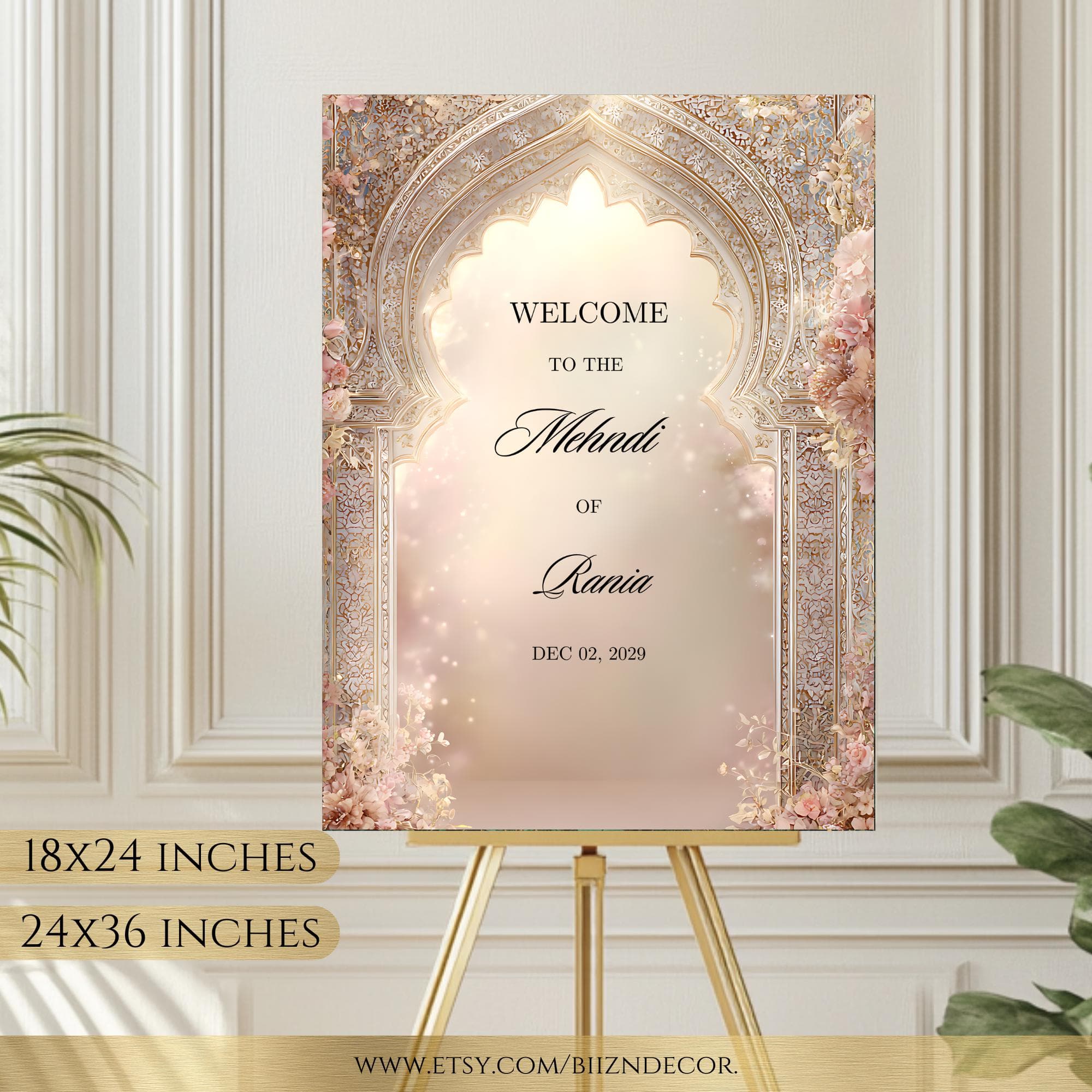 Rose Gold Nikkah Wedding Bundle: Invitation, Welcome Sign and Nikkah Certificate - image 3